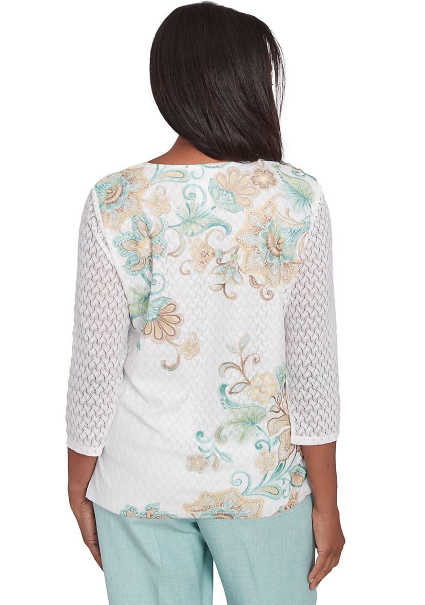 Petite Kensington Gardens Texture Scroll Top