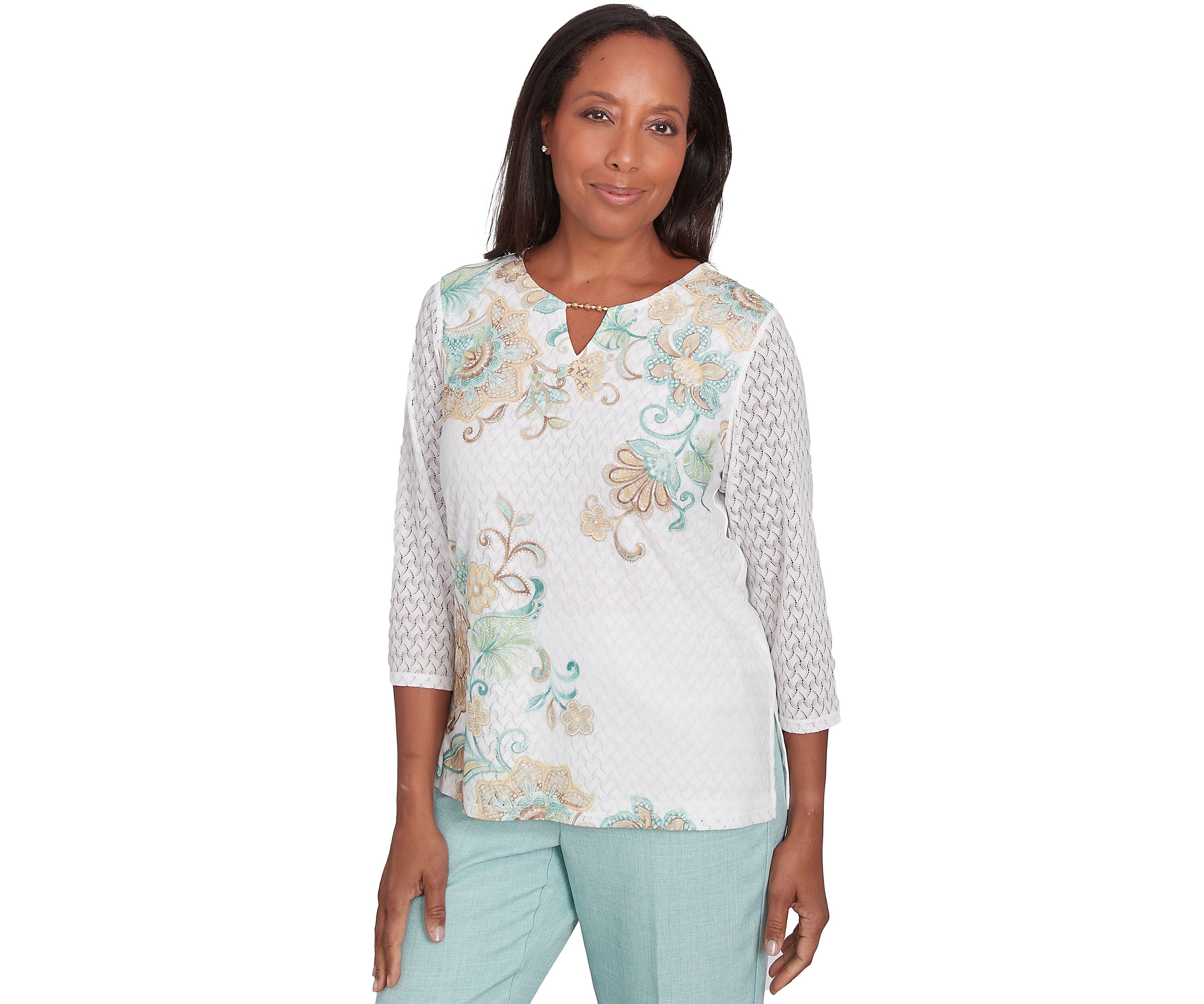 Petite Kensington Gardens Texture Scroll Top