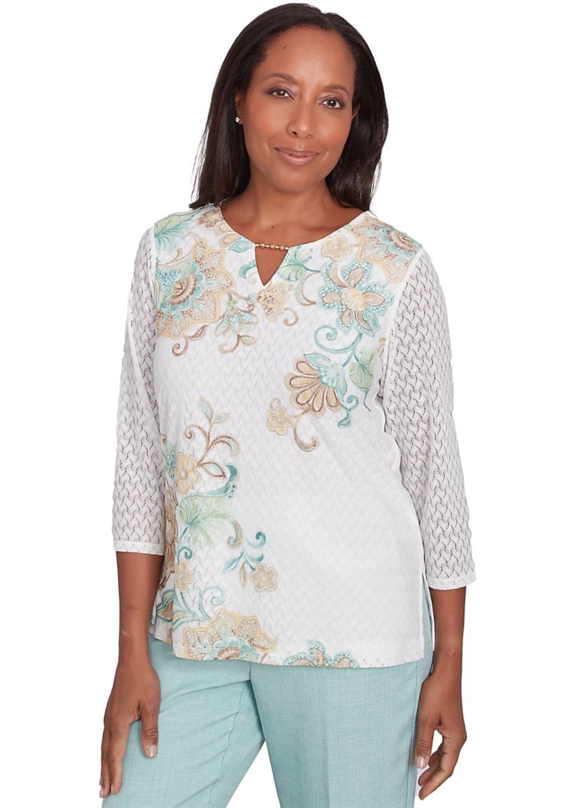 Petite Kensington Gardens Texture Scroll Top