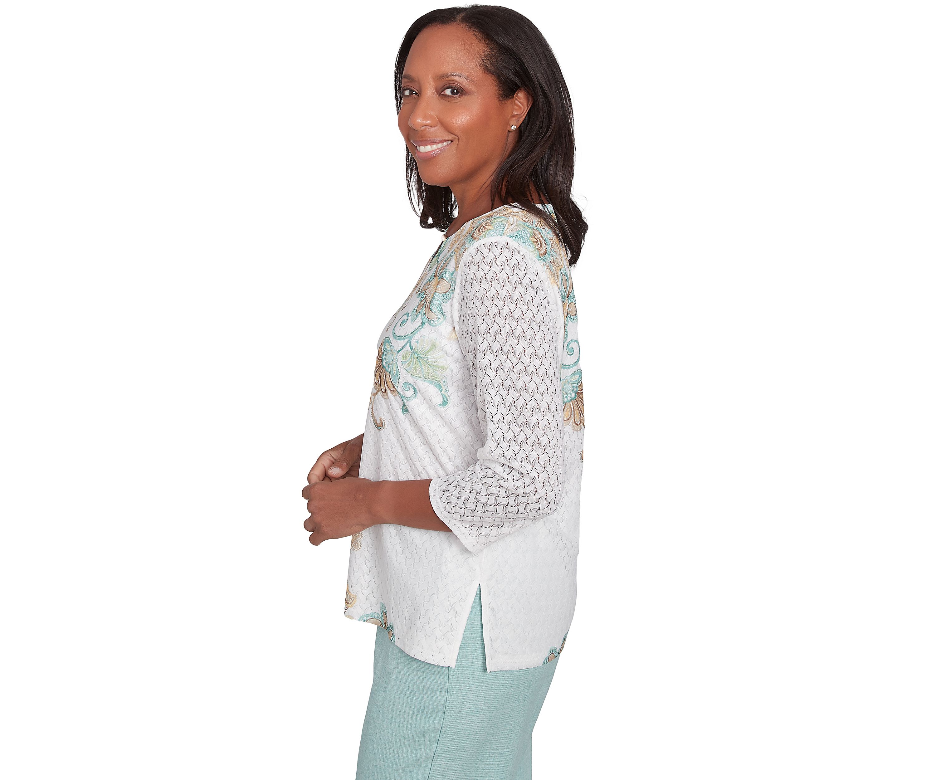 Petite Kensington Gardens Texture Scroll Top