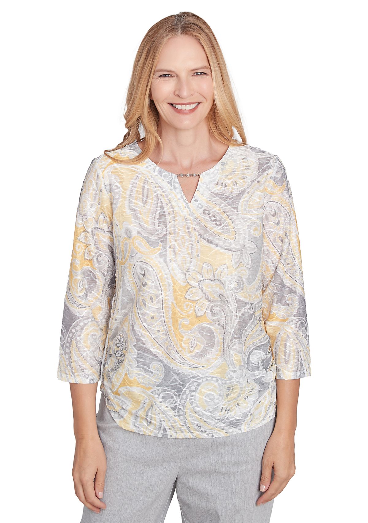 Womens Dress Code Paisley Printed Texture Top