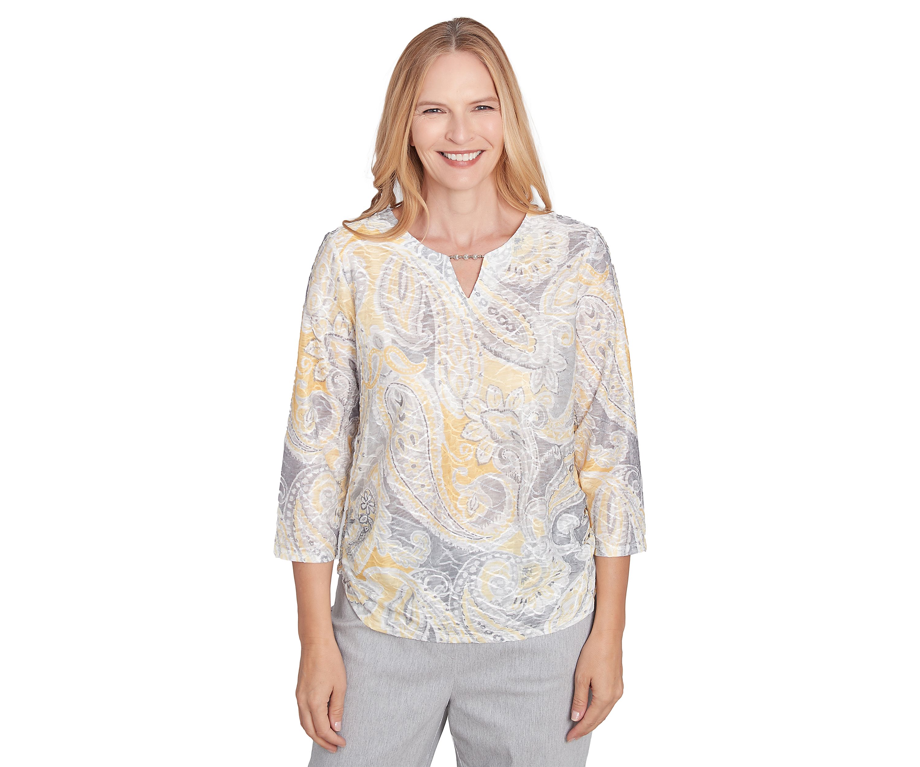 Womens Dress Code Paisley Printed Texture Top