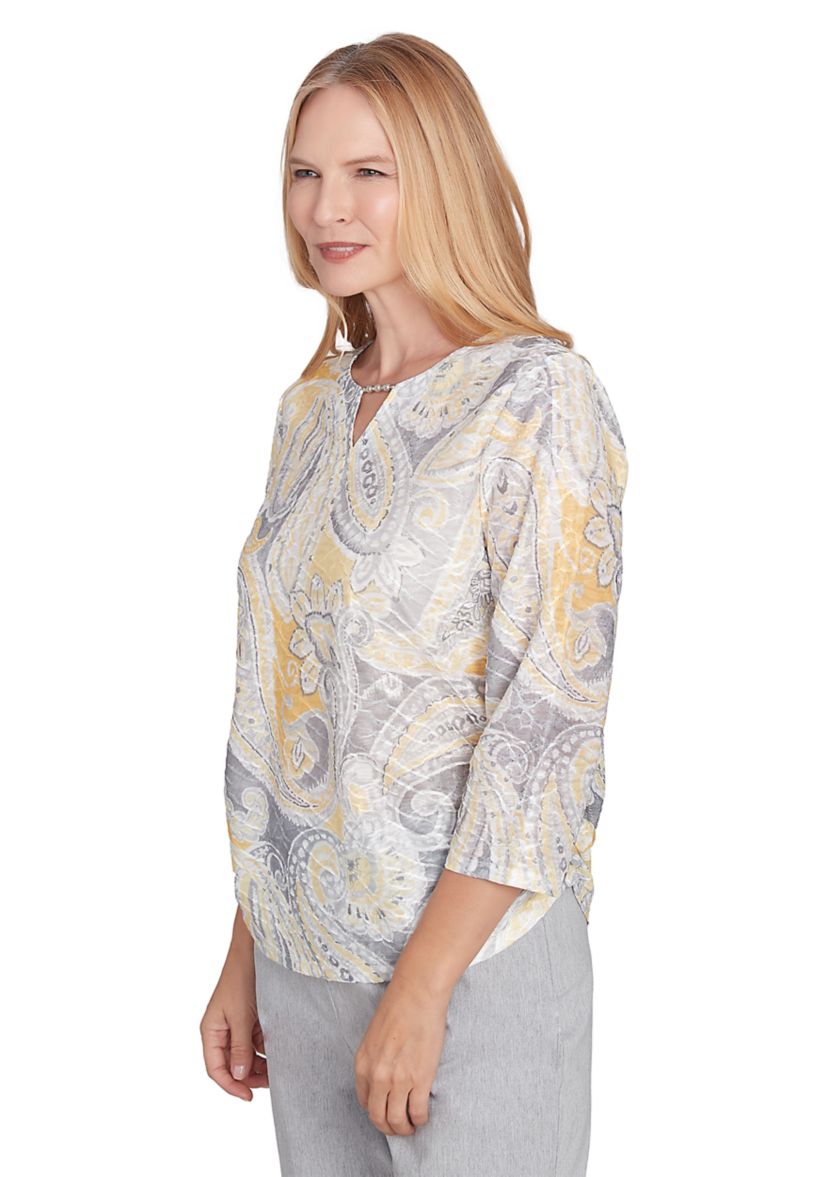 Womens Dress Code Paisley Printed Texture Top