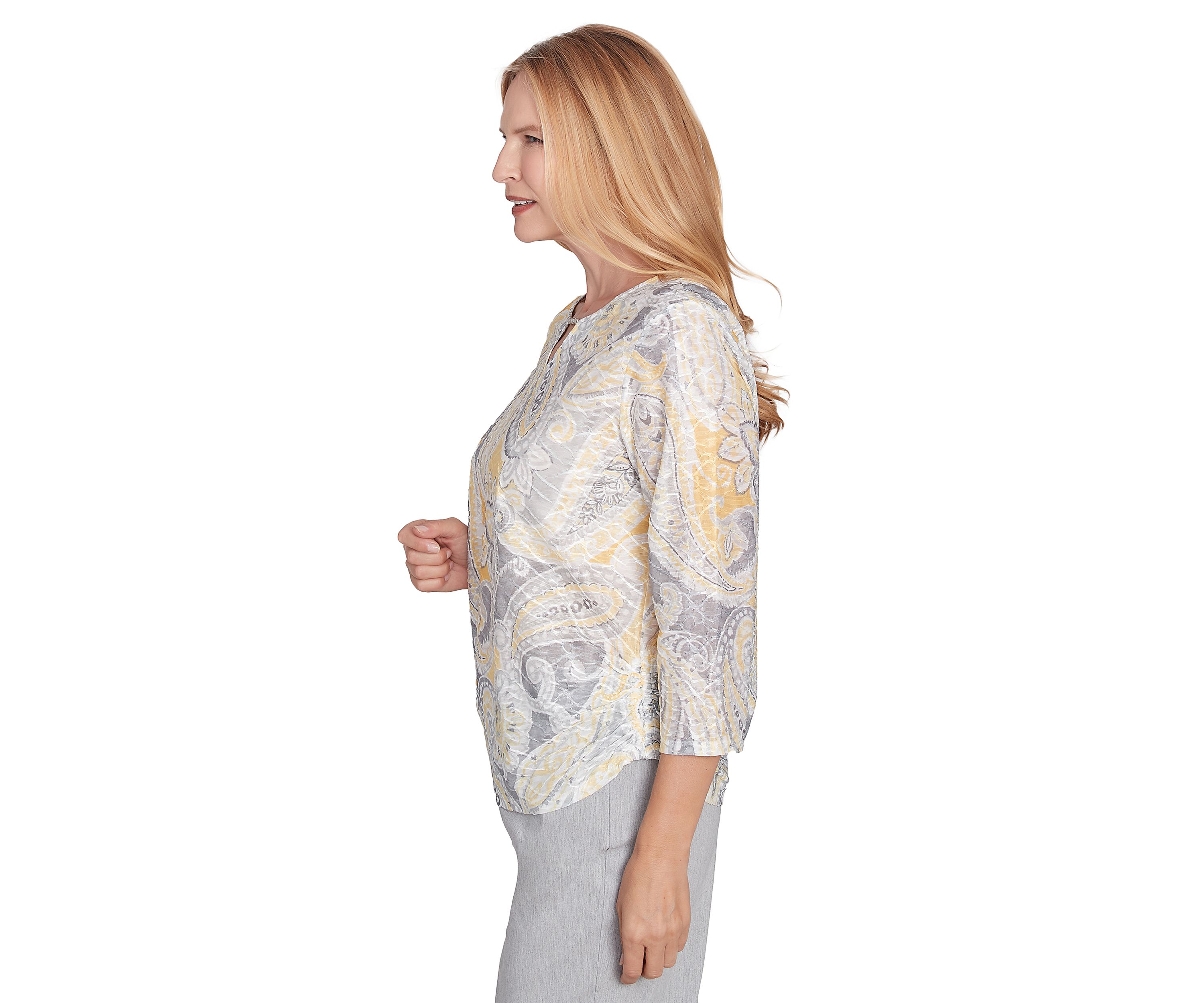Womens Dress Code Paisley Printed Texture Top