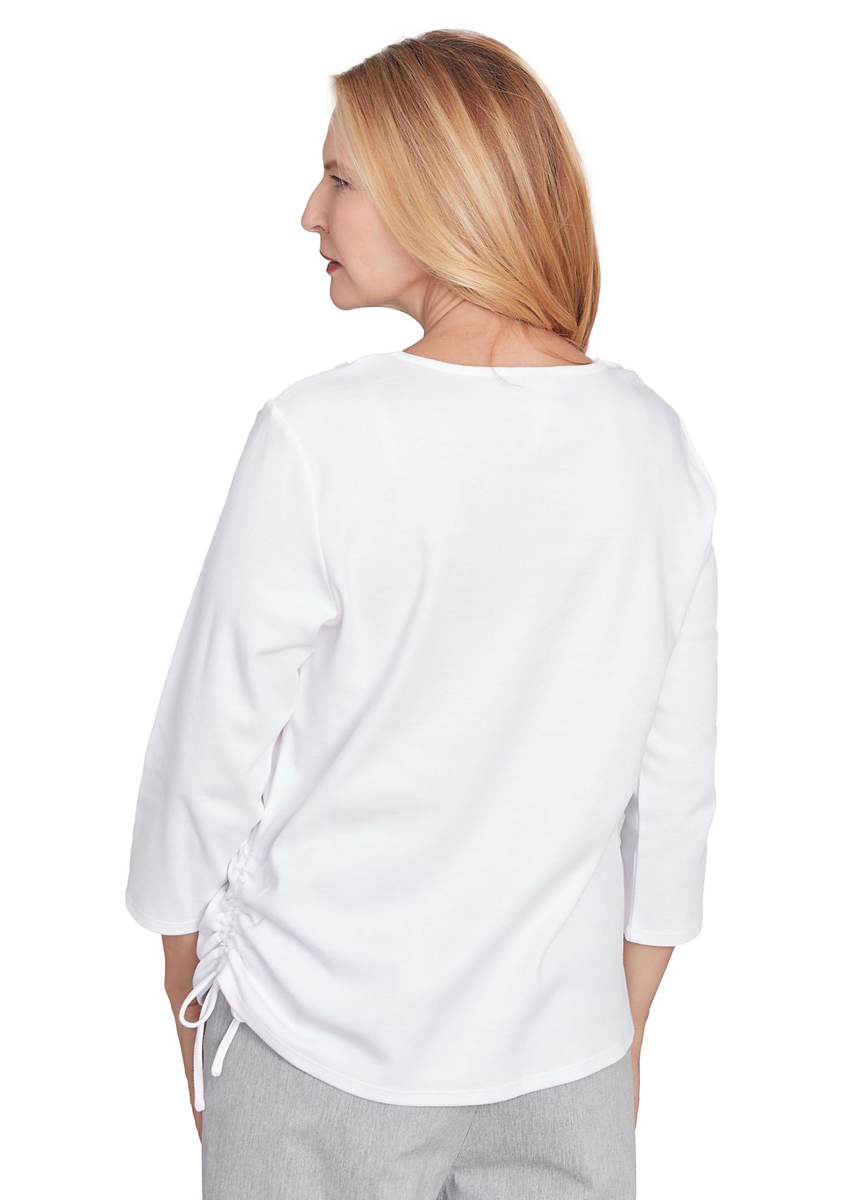 Womens Dress Code Linear Floral Yoke Embroidered Top