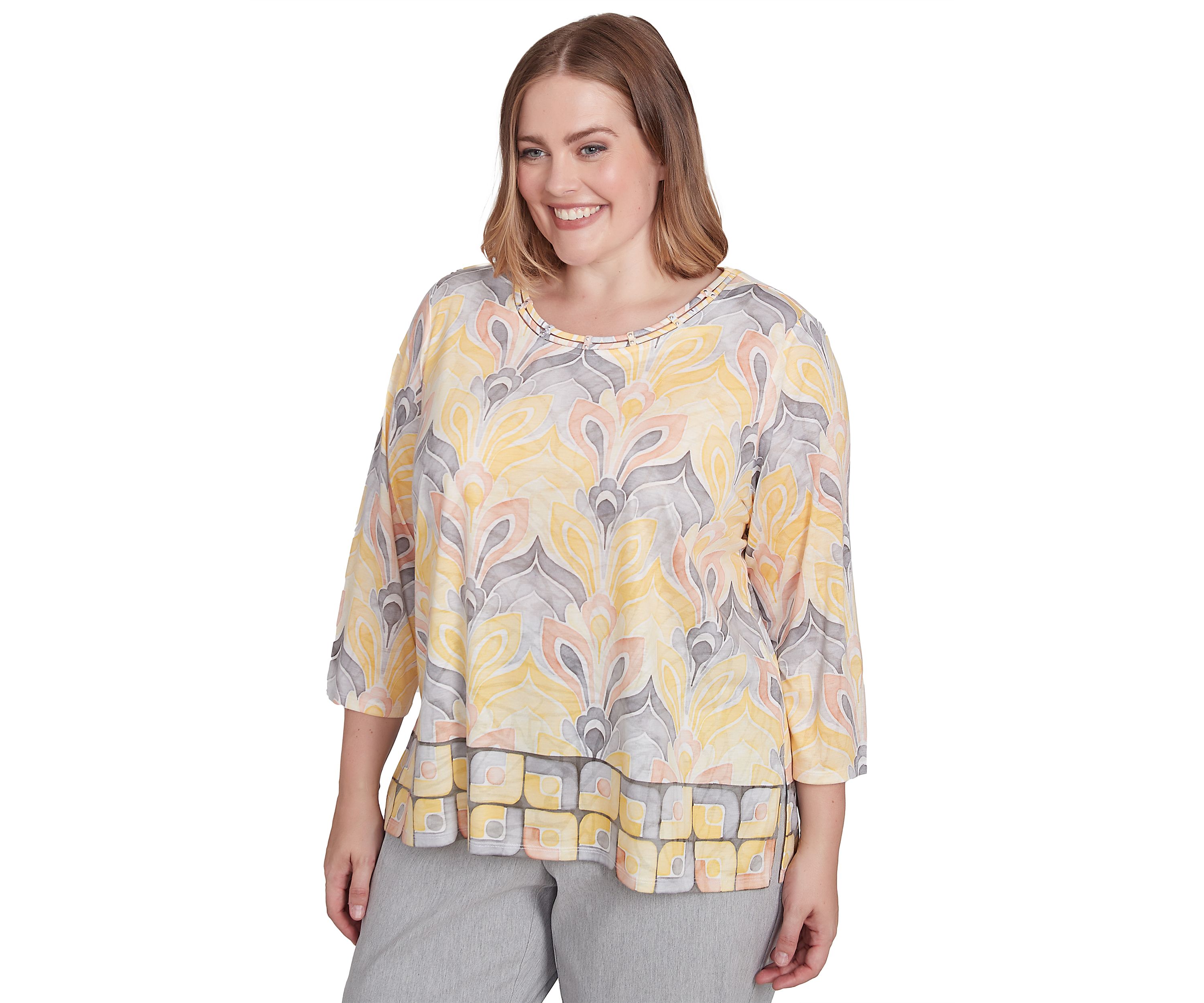 Plus Size Dress Code Medallion Geometric Border Top