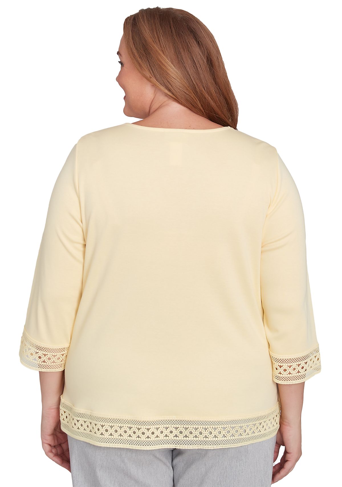 Plus Size Dress Code Lace Trim Top with Necklace