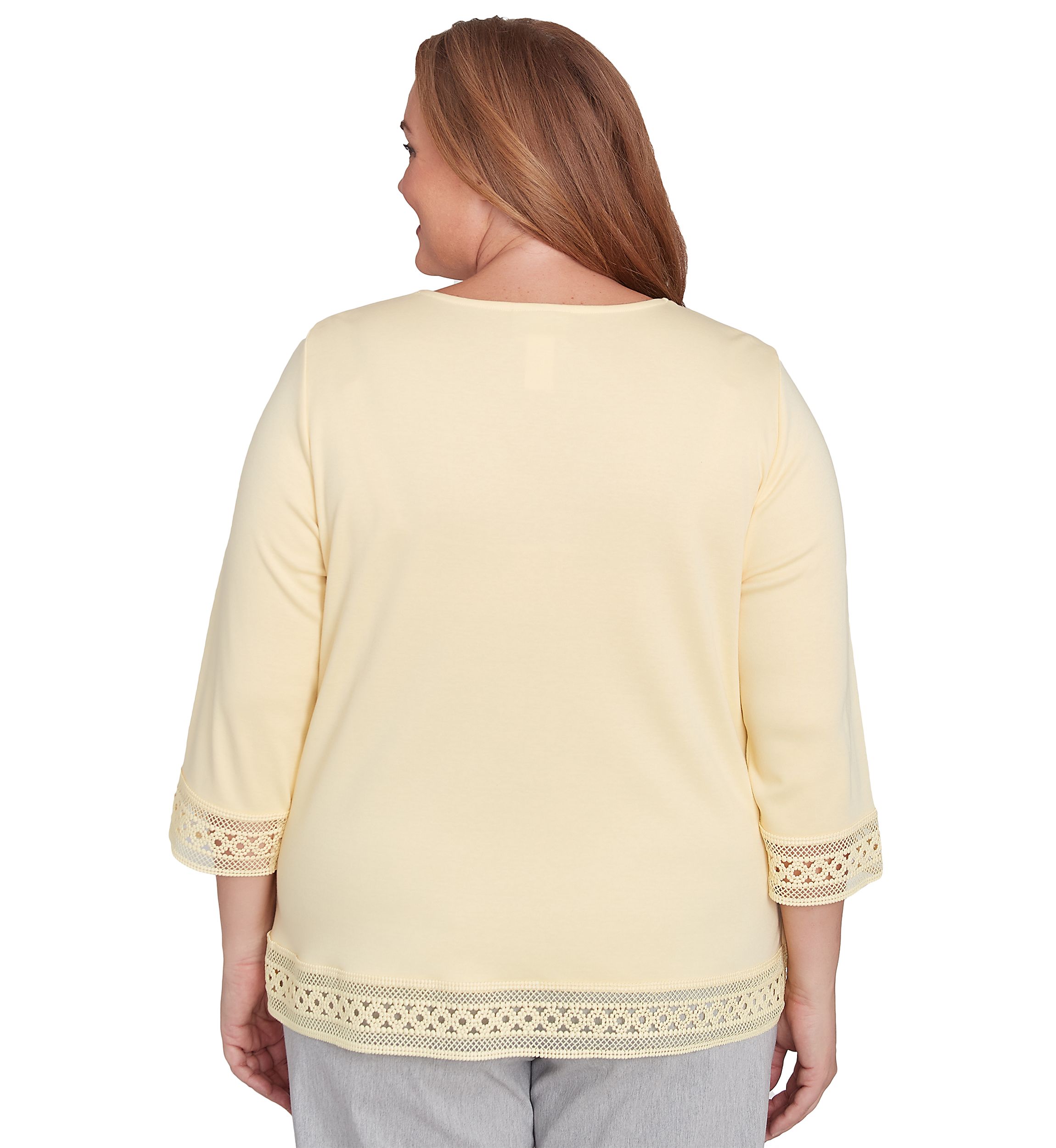 Plus Size Dress Code Lace Trim Top with Necklace