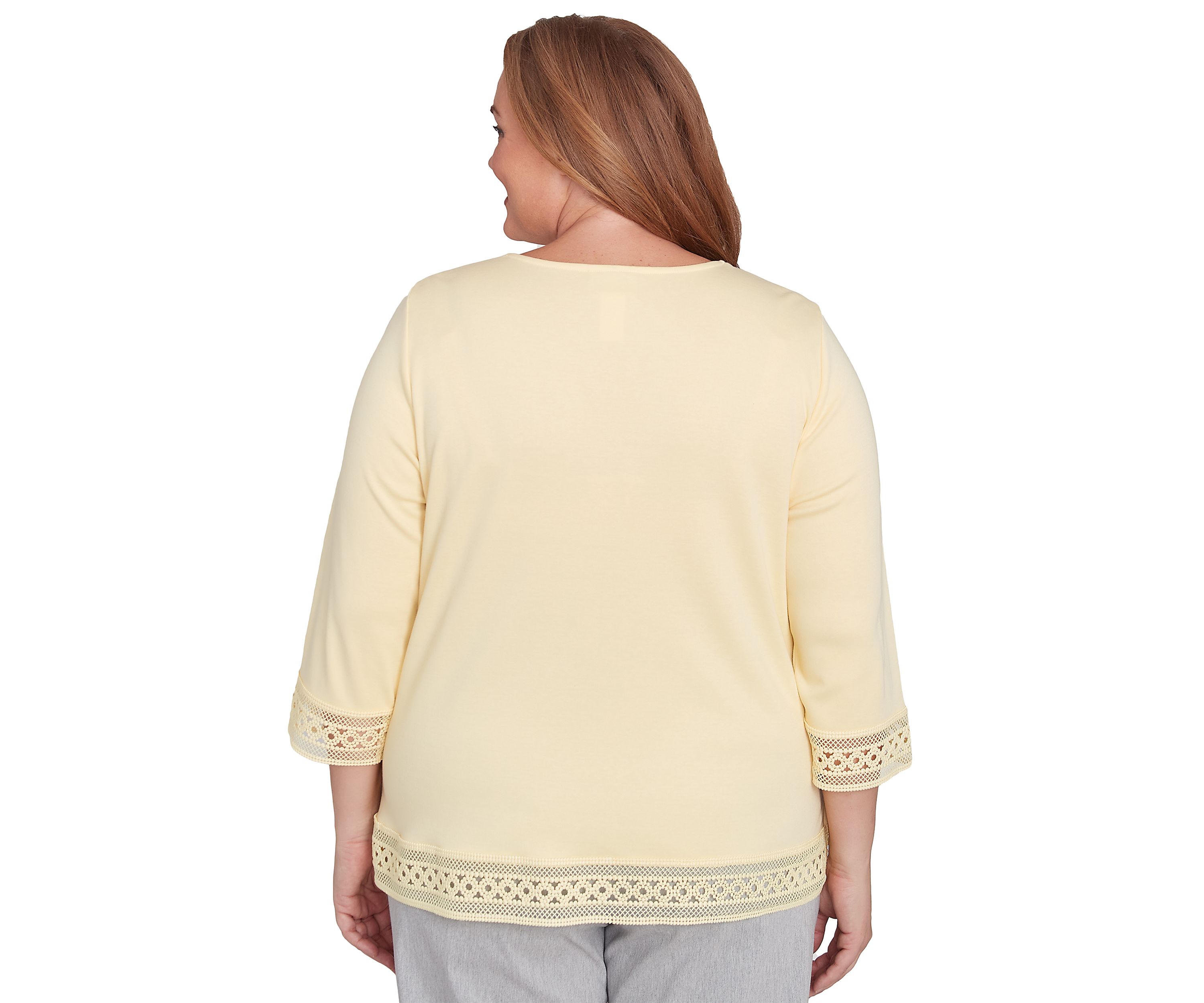 Plus Size Dress Code Lace Trim Top with Necklace