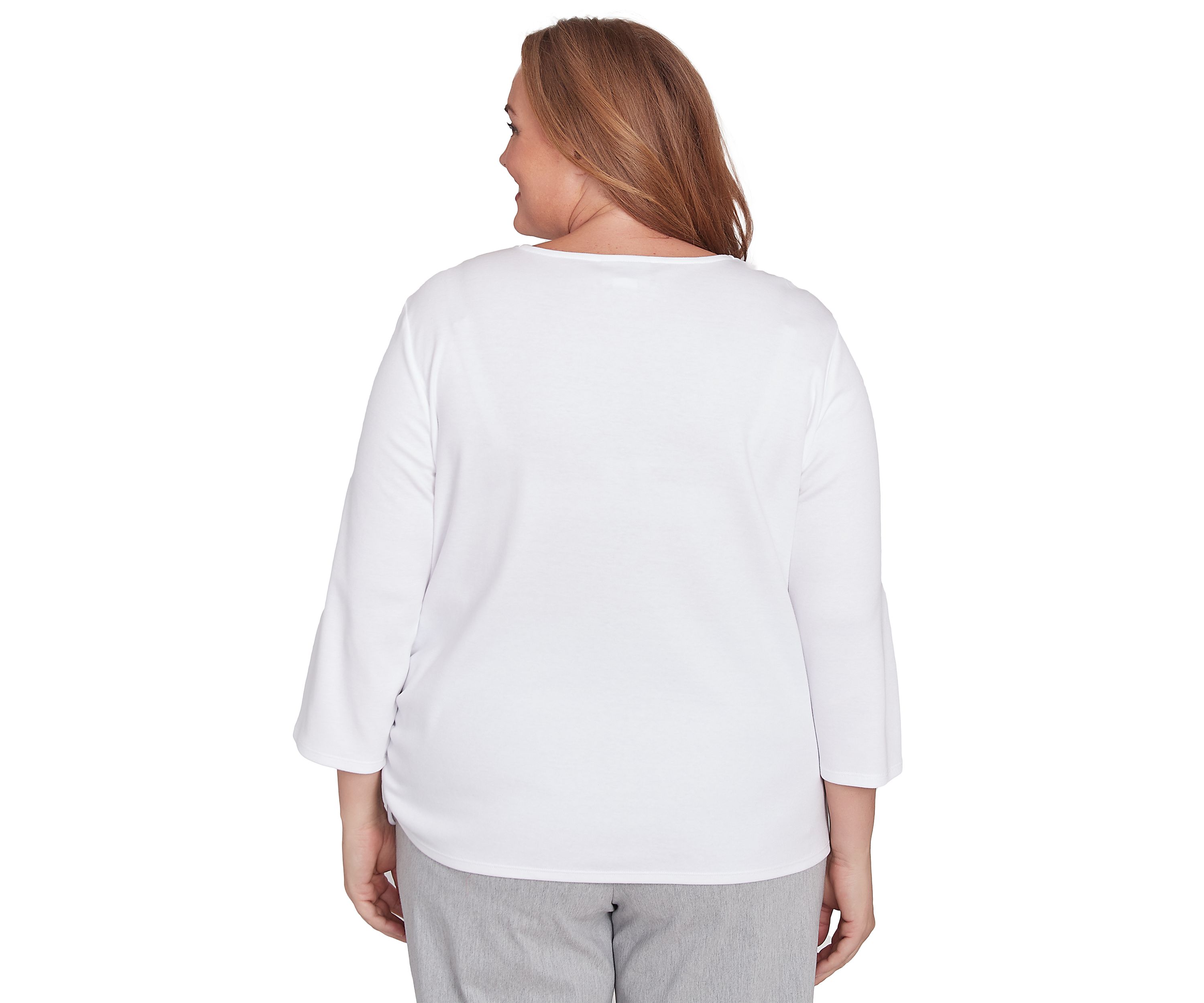 Plus Size Dress Code Linear Floral Yoke Embroidery Top