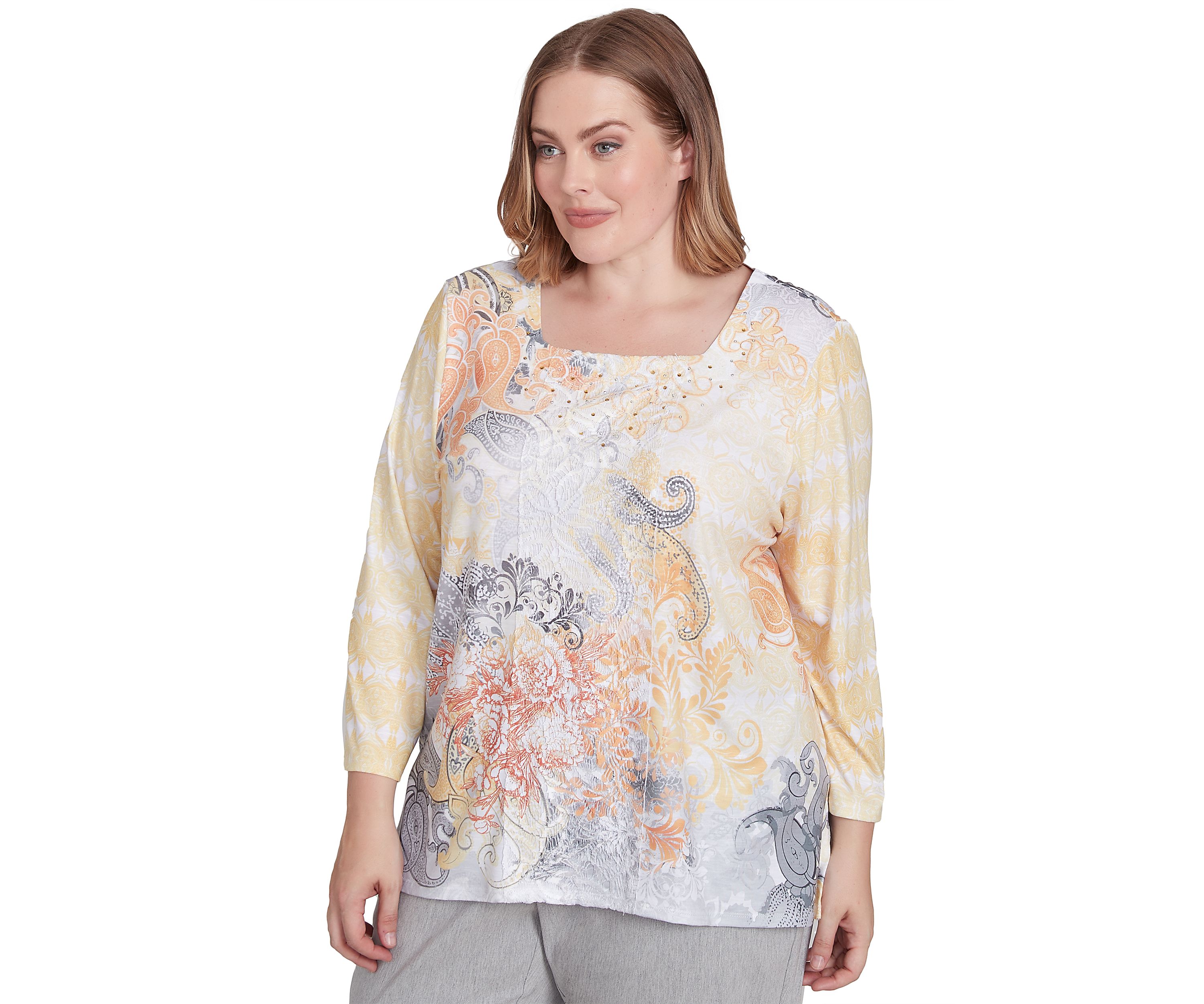 Plus Size Dress Code Paisley Scroll Geometric Top