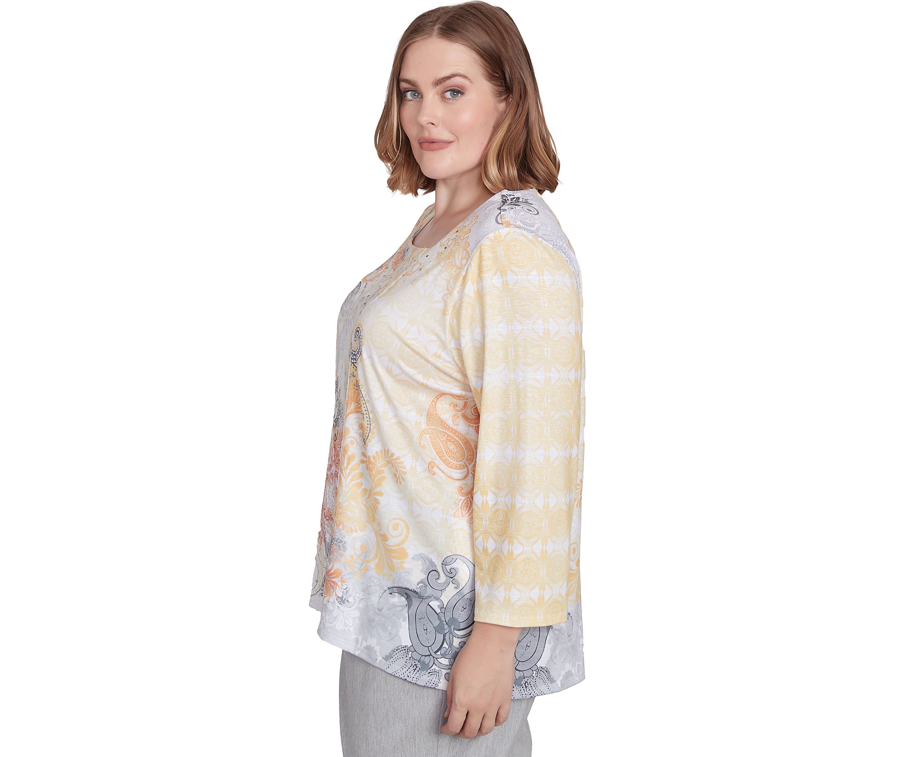 Plus Size Dress Code Paisley Scroll Geometric Top