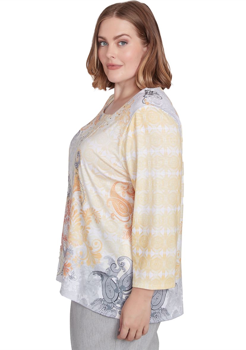 Plus Size Dress Code Paisley Scroll Geometric Top