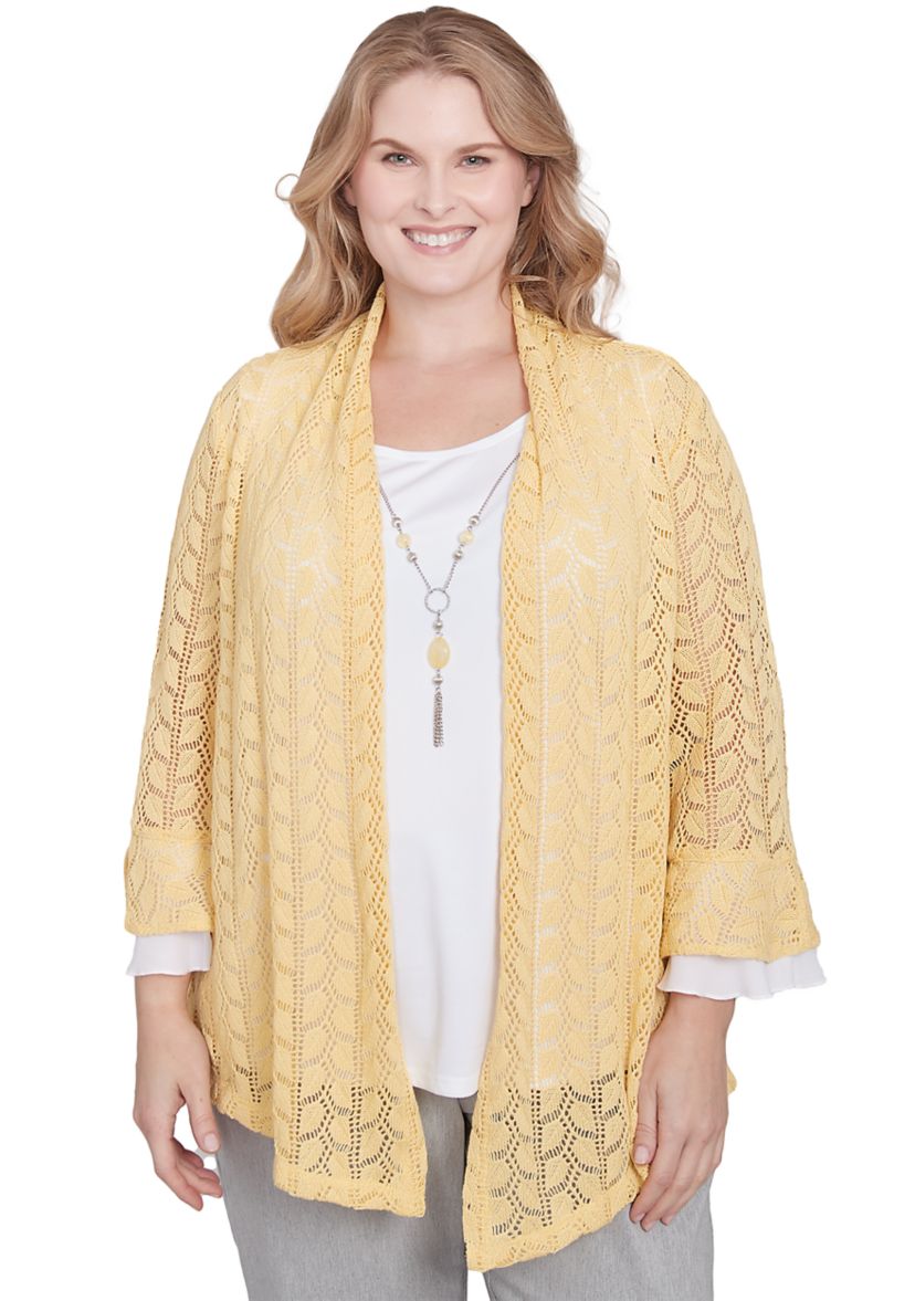 Plus Size Dress Code Pointelle Stitch Two in One Top