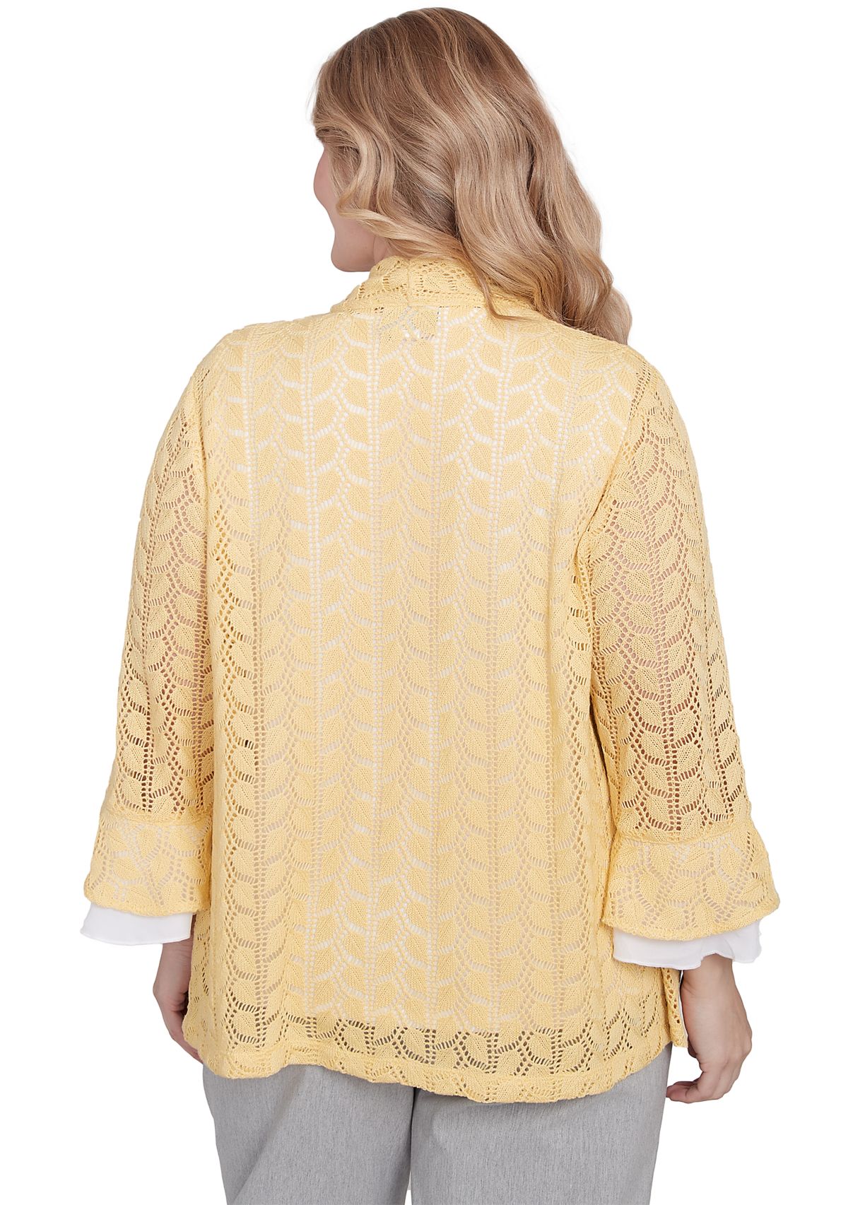 Plus Size Dress Code Pointelle Stitch Two in One Top