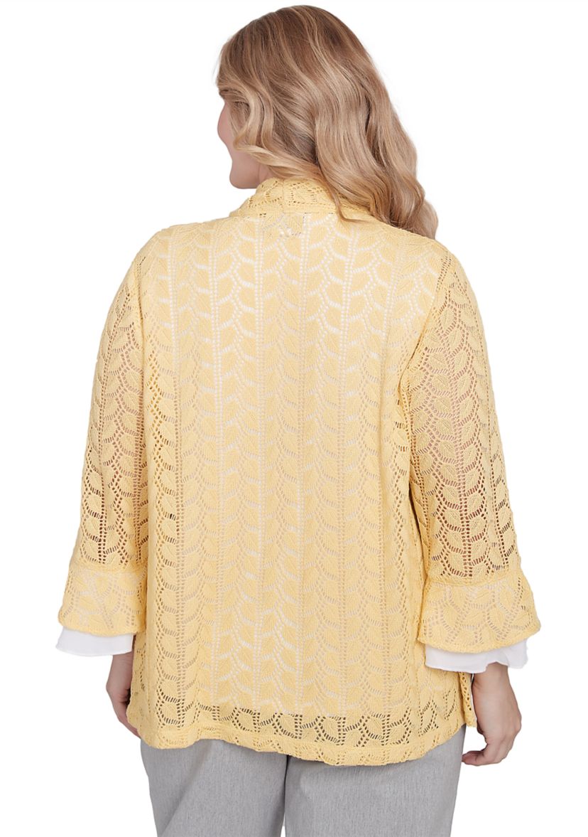 Plus Size Dress Code Pointelle Stitch Two in One Top