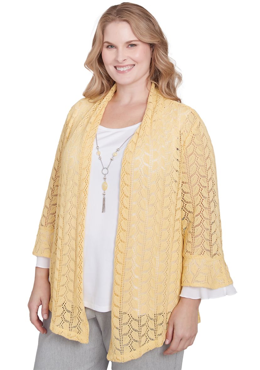 Plus Size Dress Code Pointelle Stitch Two in One Top