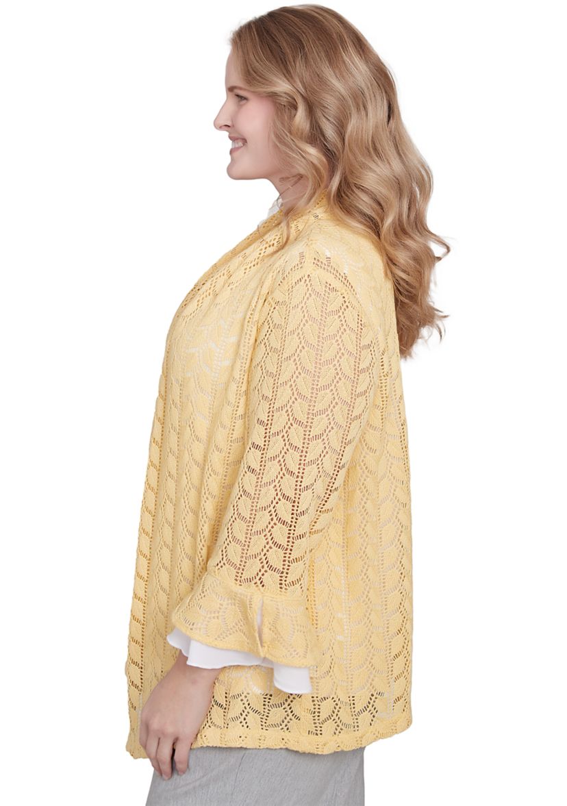 Plus Size Dress Code Pointelle Stitch Two in One Top