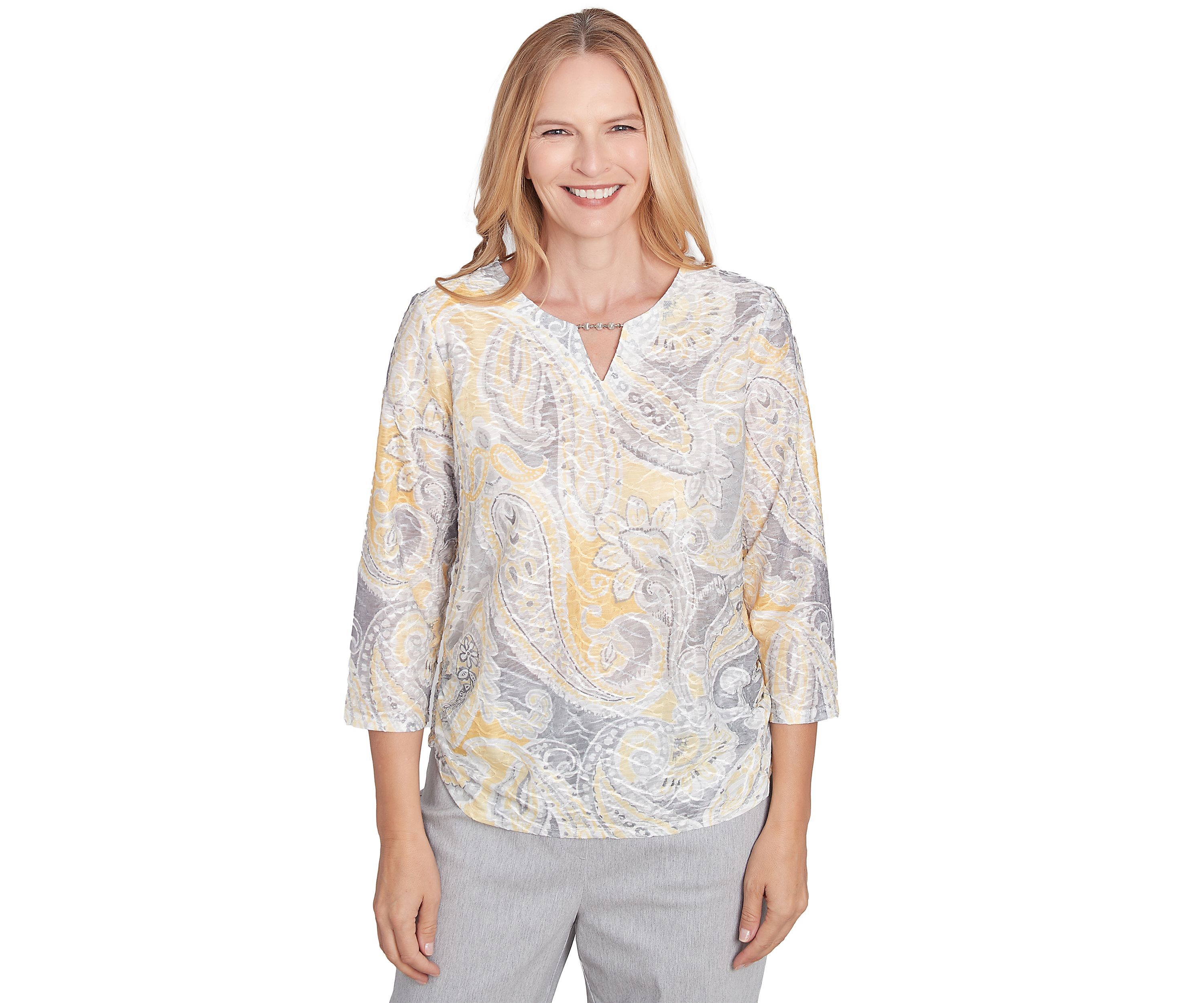 Petite Dress Code Paisley Texture Top