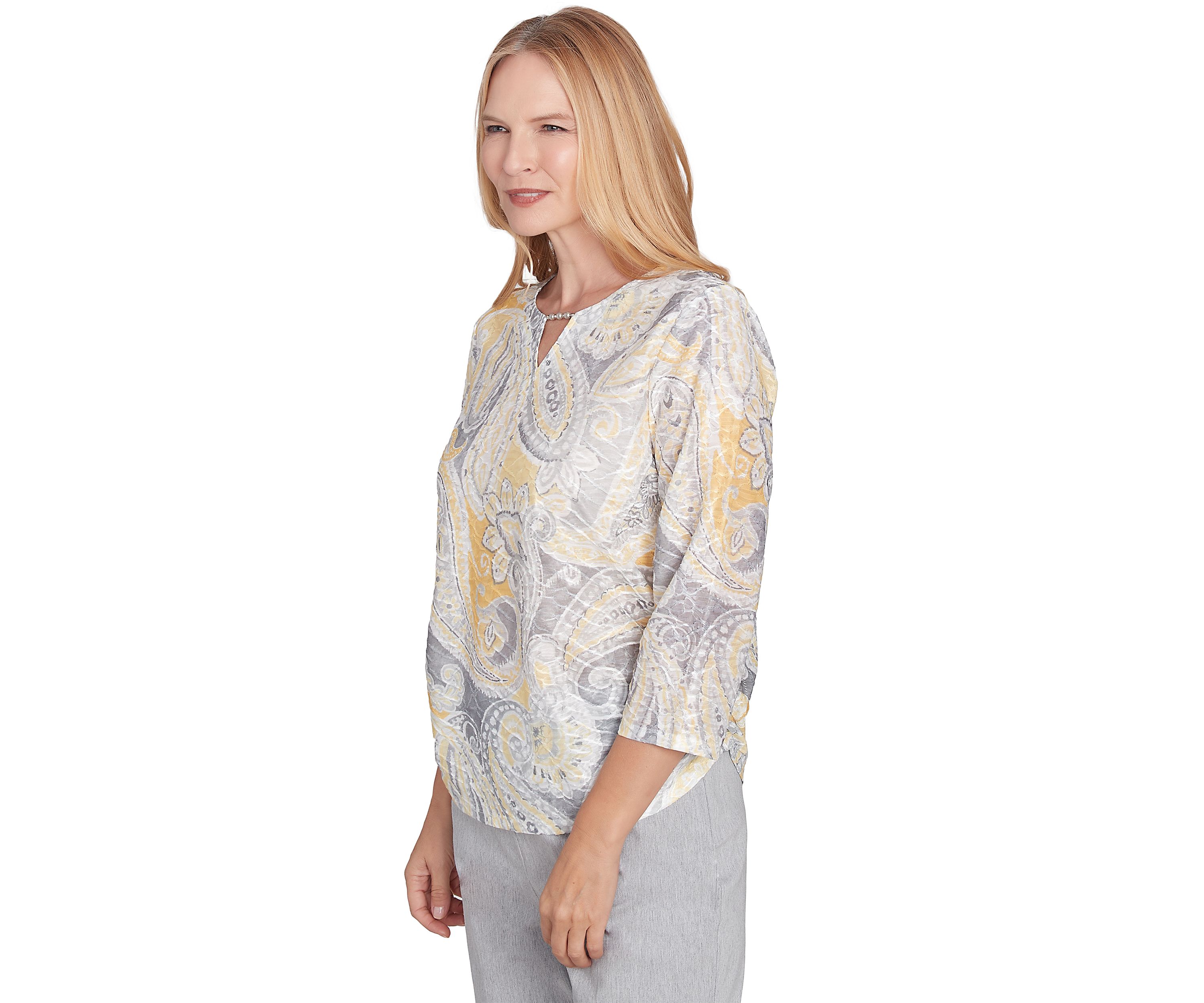Petite Dress Code Paisley Texture Top