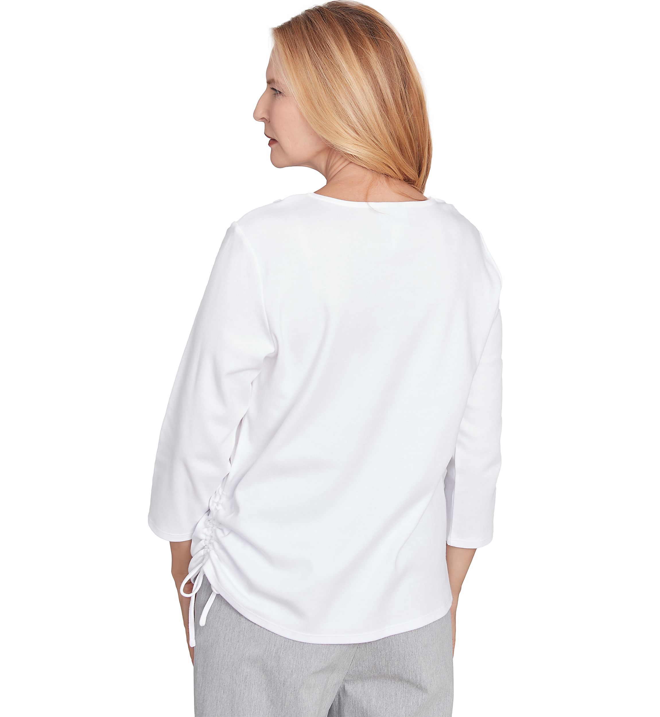 Petite Dress Code Linear Floral Yoke Embroidery Top