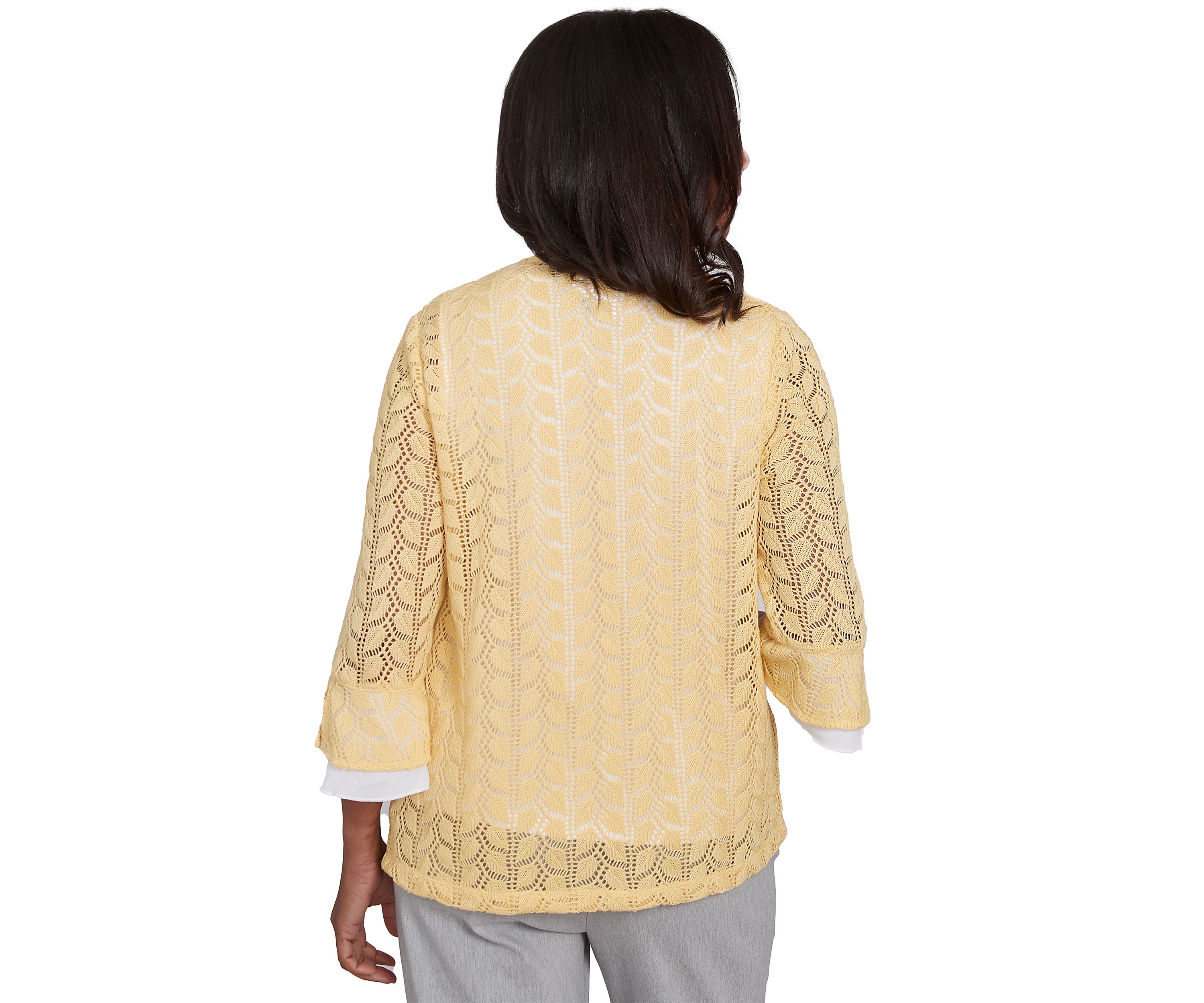 Petite Dress Code Pointelle Stitch 2Fer Top