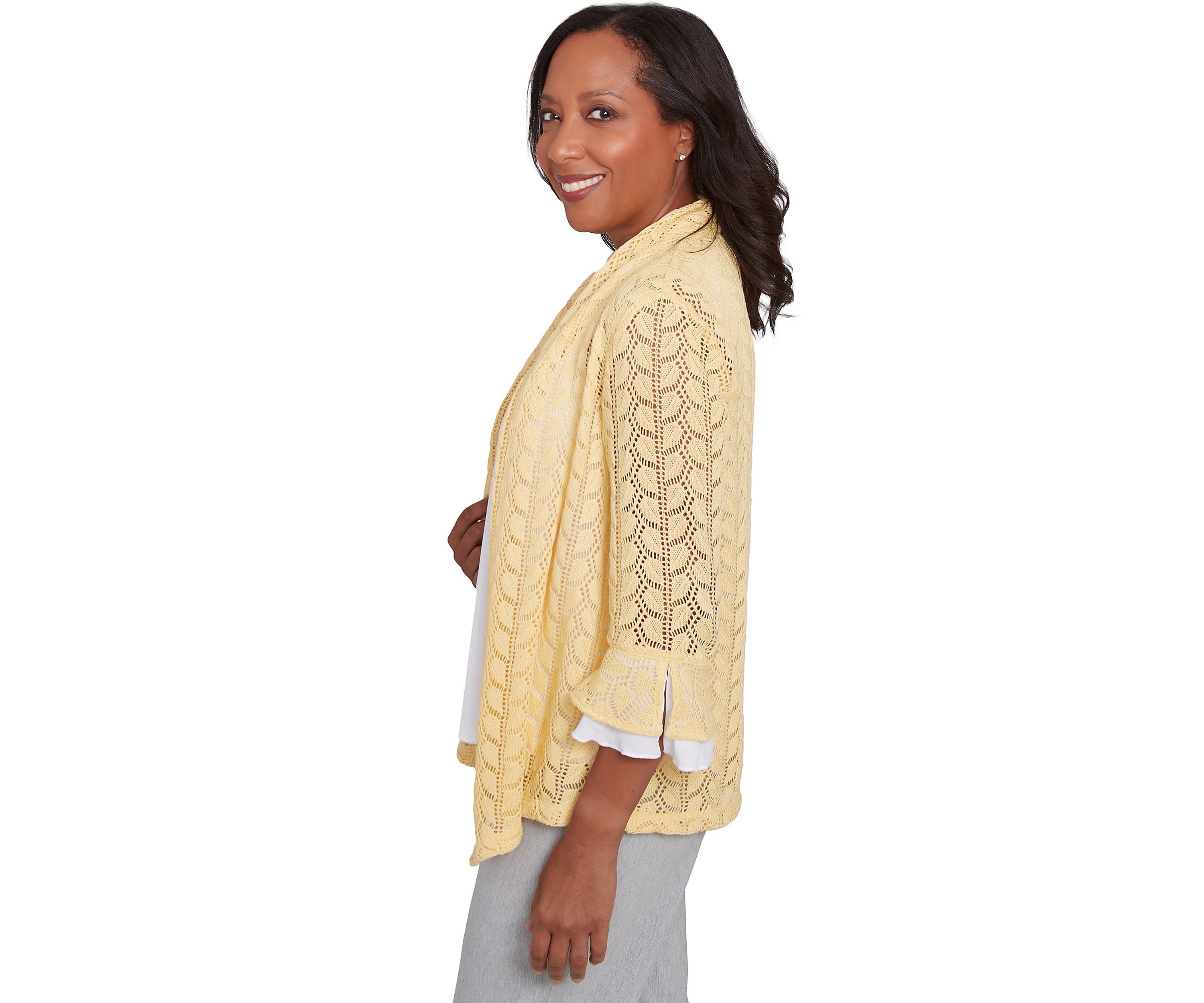 Petite Dress Code Pointelle Stitch 2Fer Top