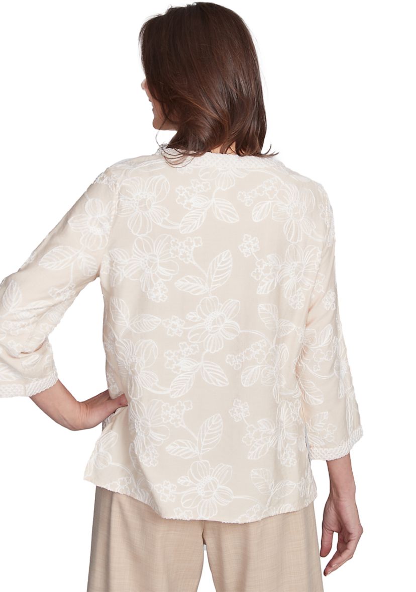 Womens Catalina Island Tossed Flower Embroidery Top