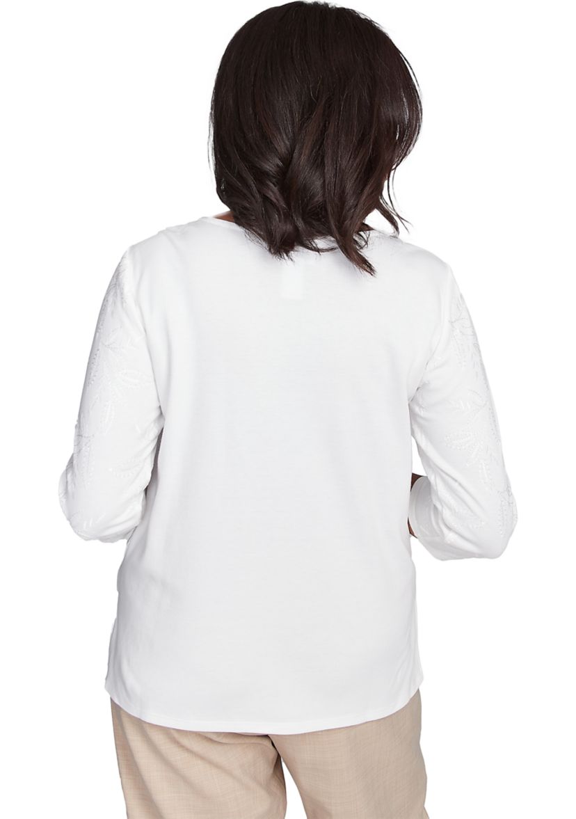 Womens Catalina Island Embroidered Flowers Top