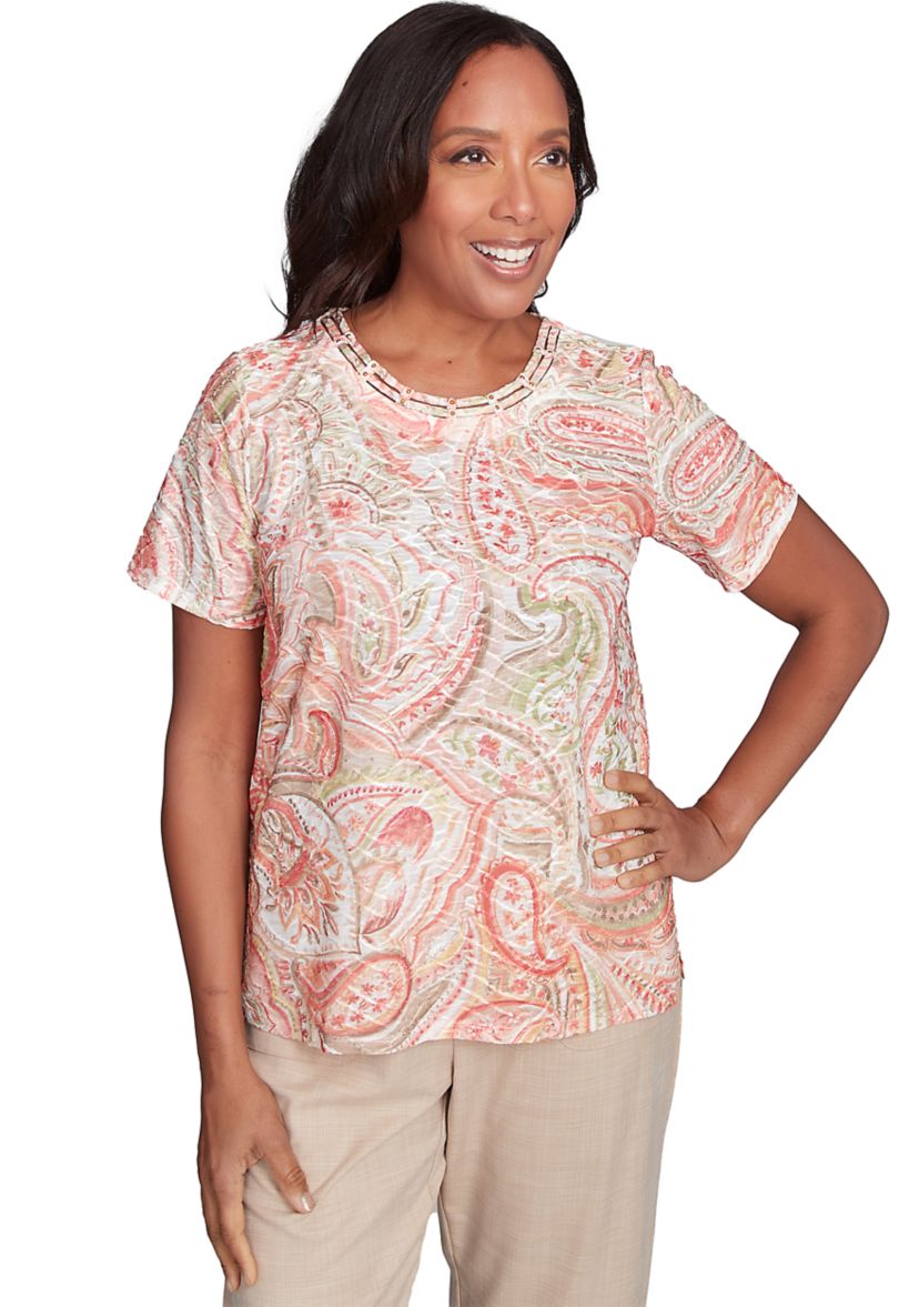 Womens Catalina Island Paisely Texture Top
