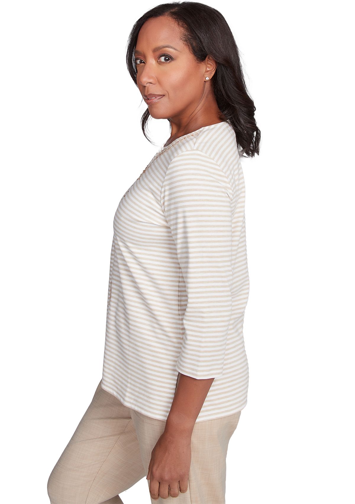 Womens Catalina Island Medallion Center Stripe Top