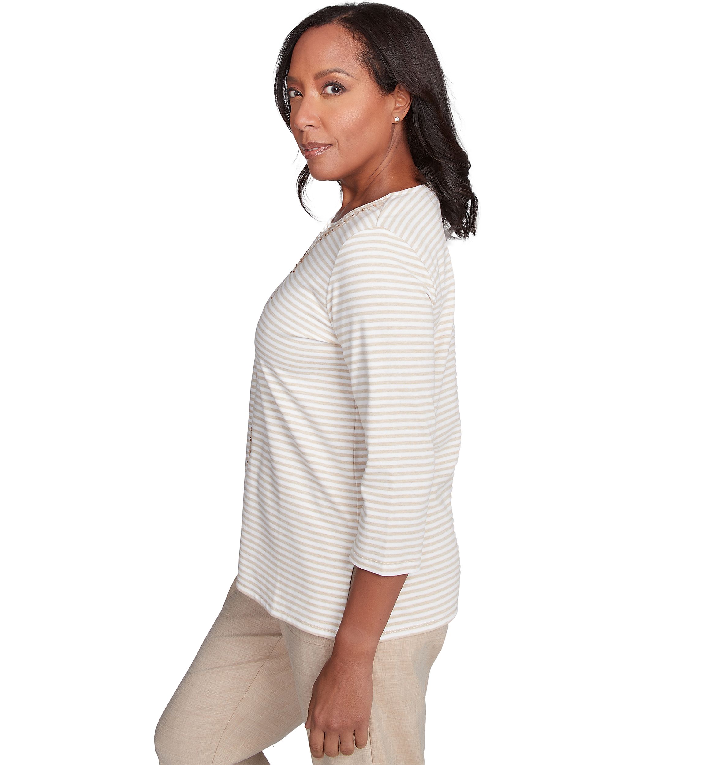 Womens Catalina Island Medallion Center Stripe Top
