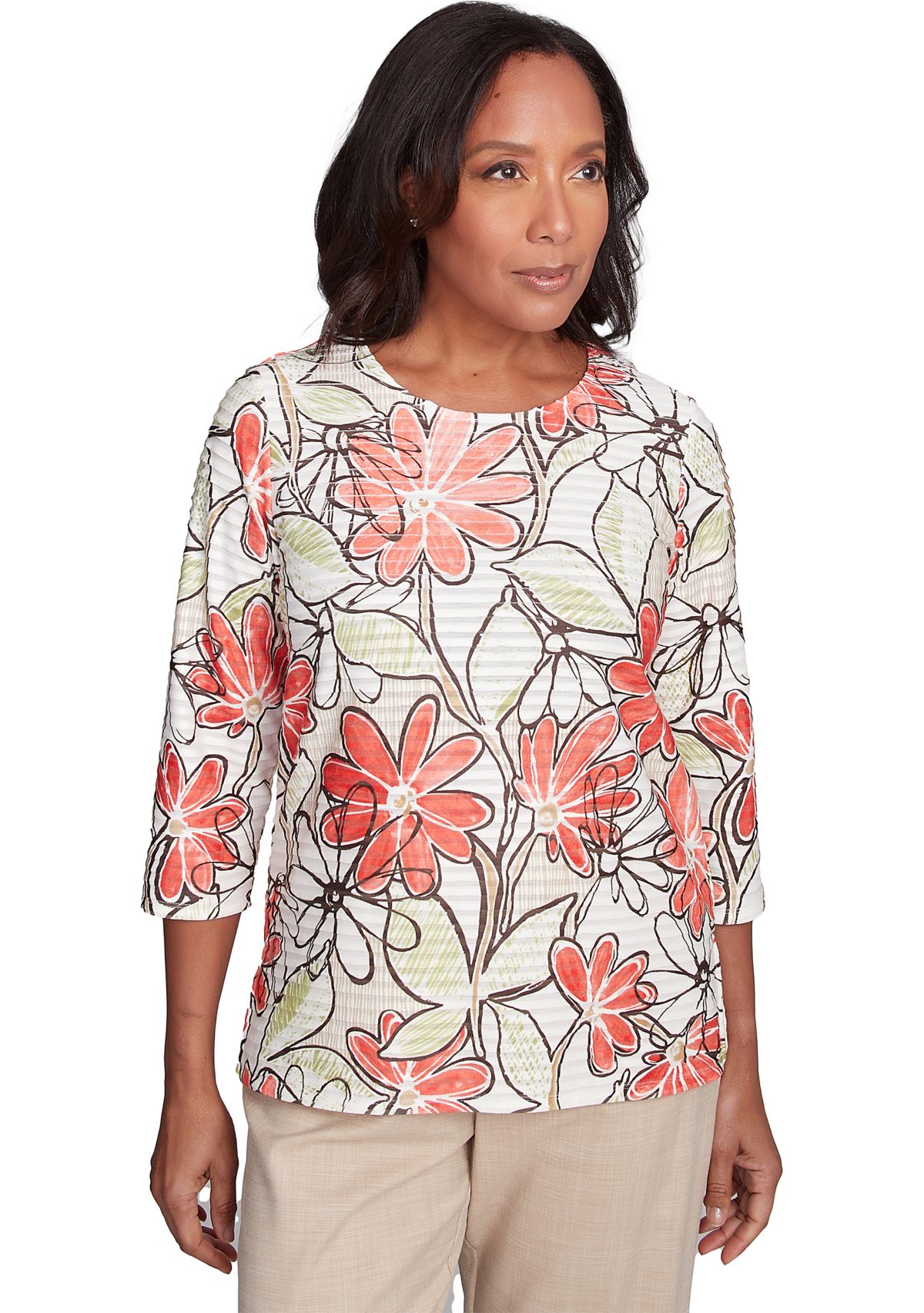 Womens Catalina Island Floral Texture Top