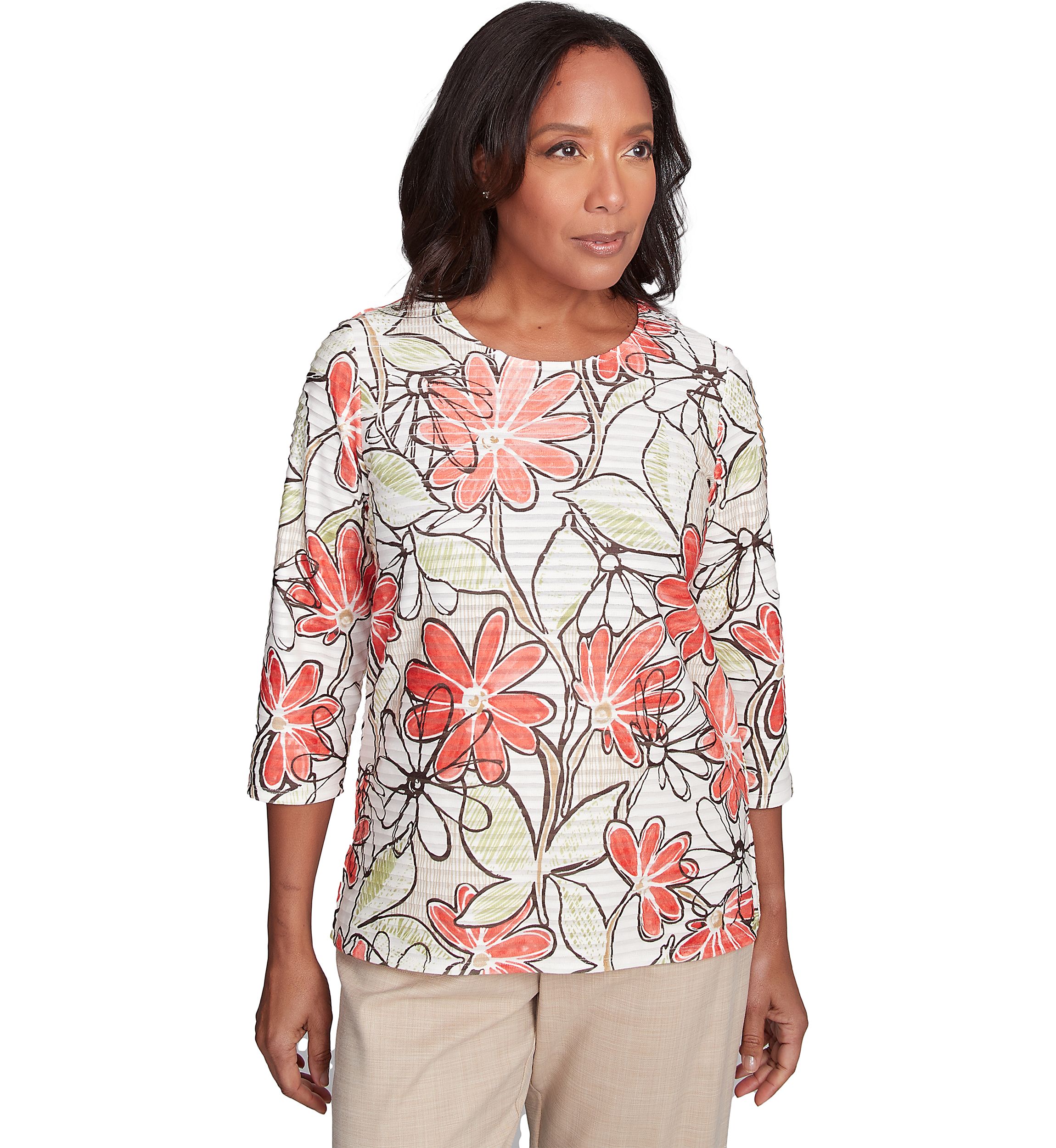 Womens Catalina Island Floral Texture Top