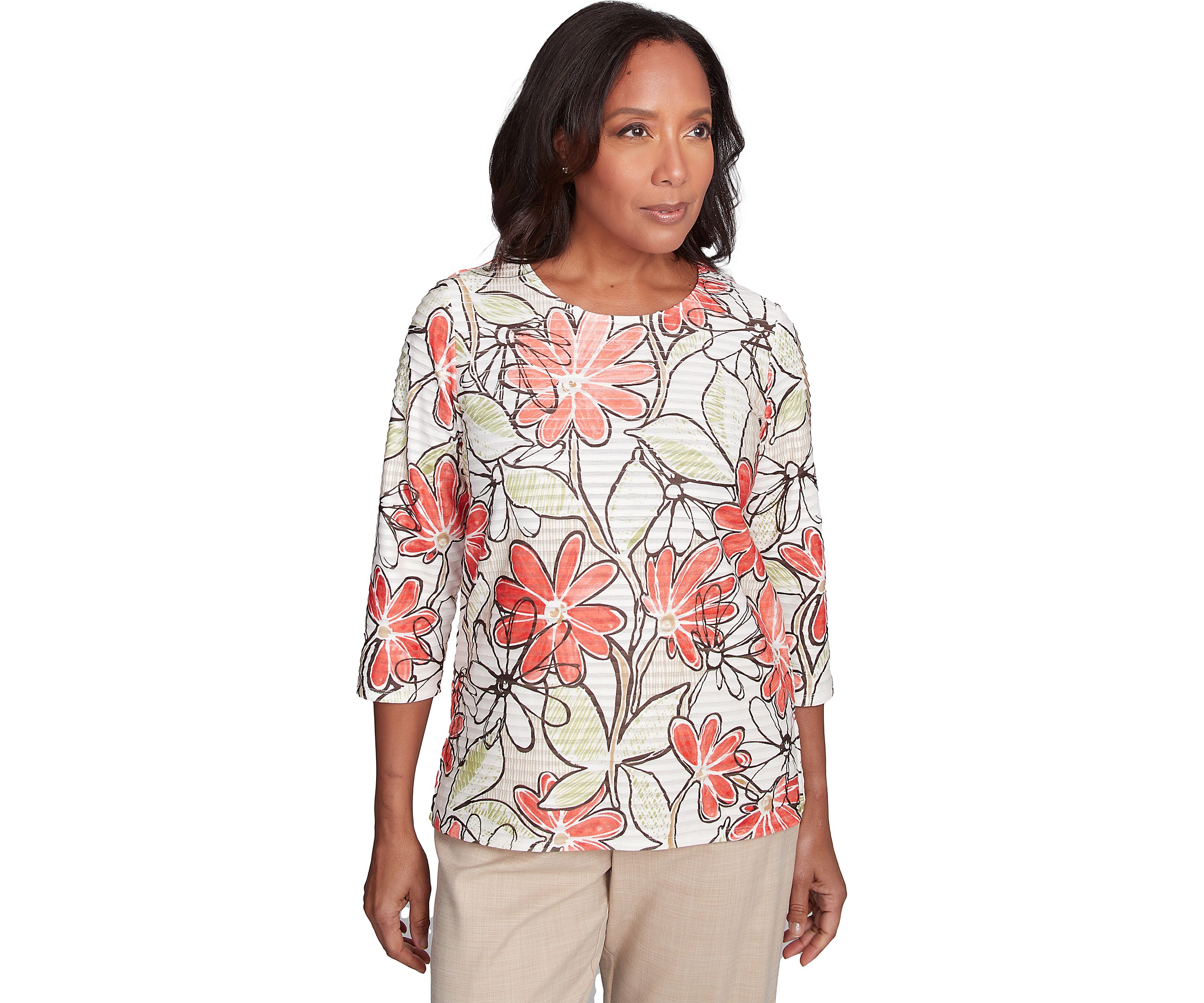 Womens Catalina Island Floral Texture Top