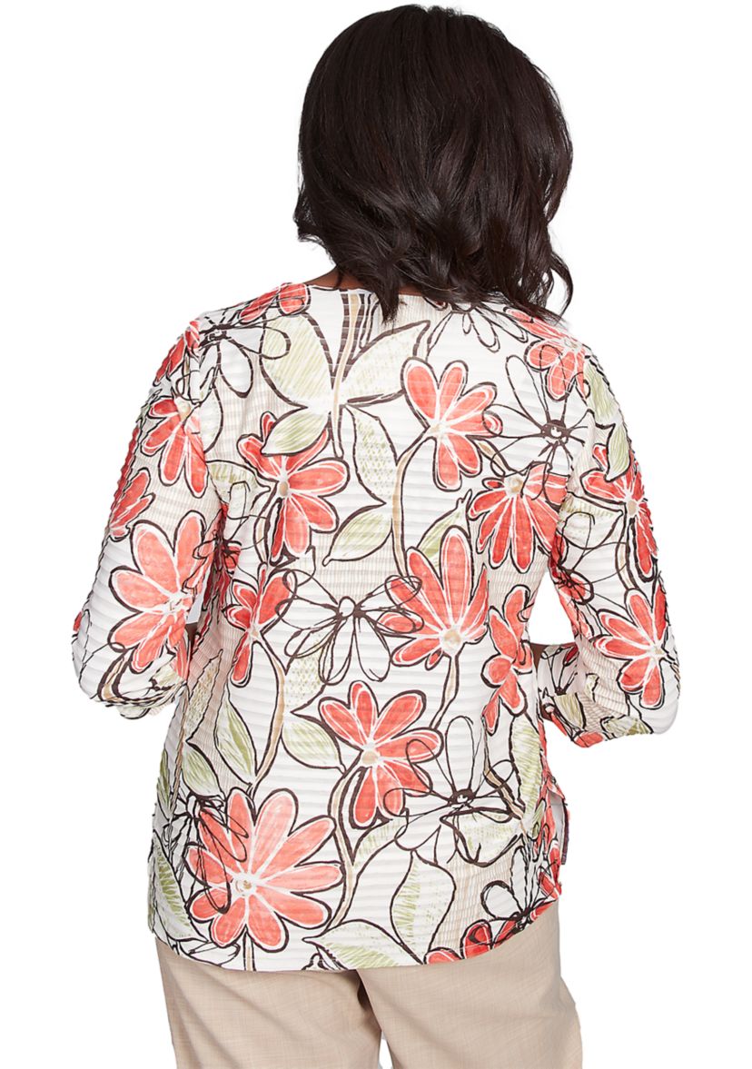 Womens Catalina Island Floral Texture Top