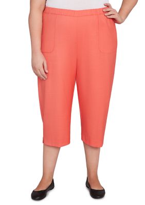 Alfred Dunner Women's Plus Size Catalina Island Patch Pocket Capri Pants, 16W -  0196389508289