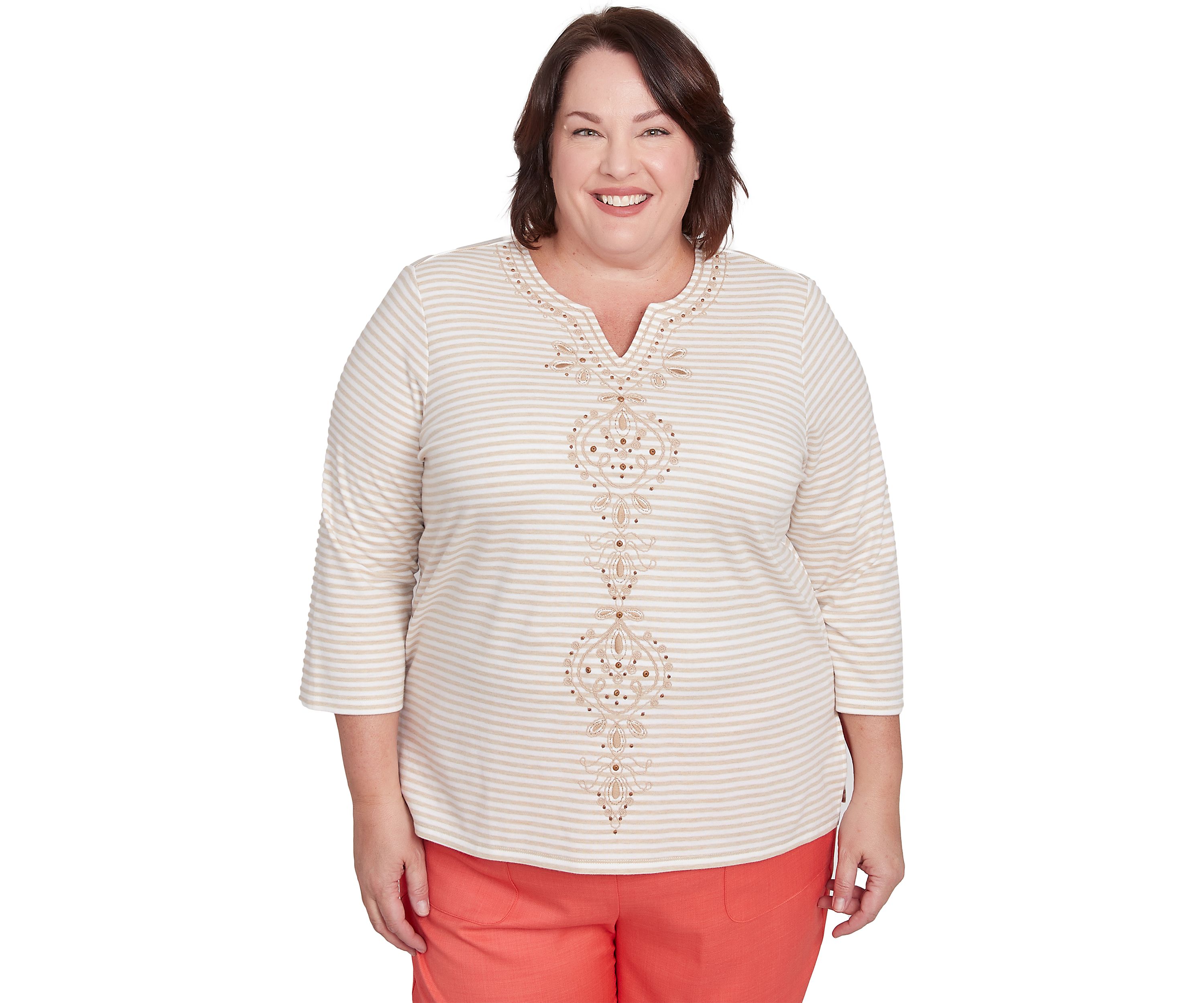 Plus Size Catalina Island Medallion Center Stripe Top