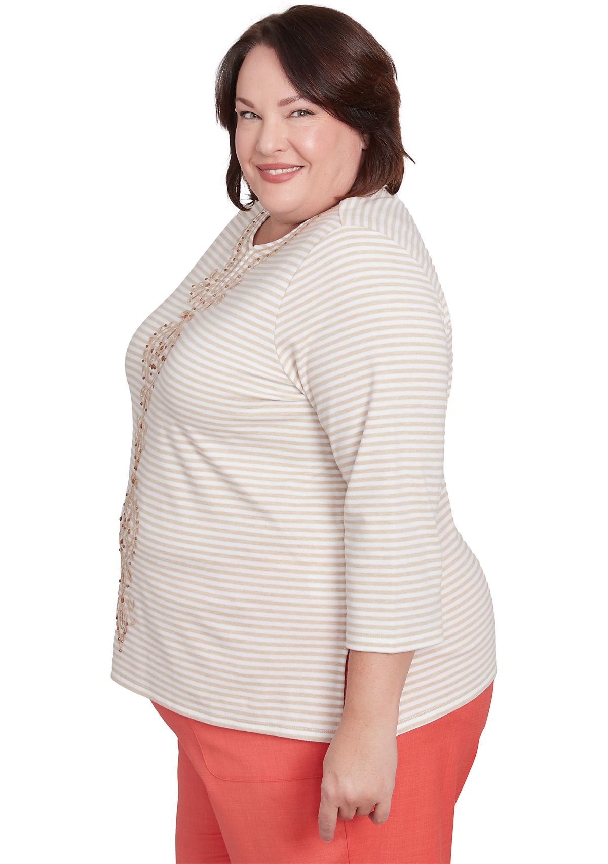 Plus Size Catalina Island Medallion Center Stripe Top