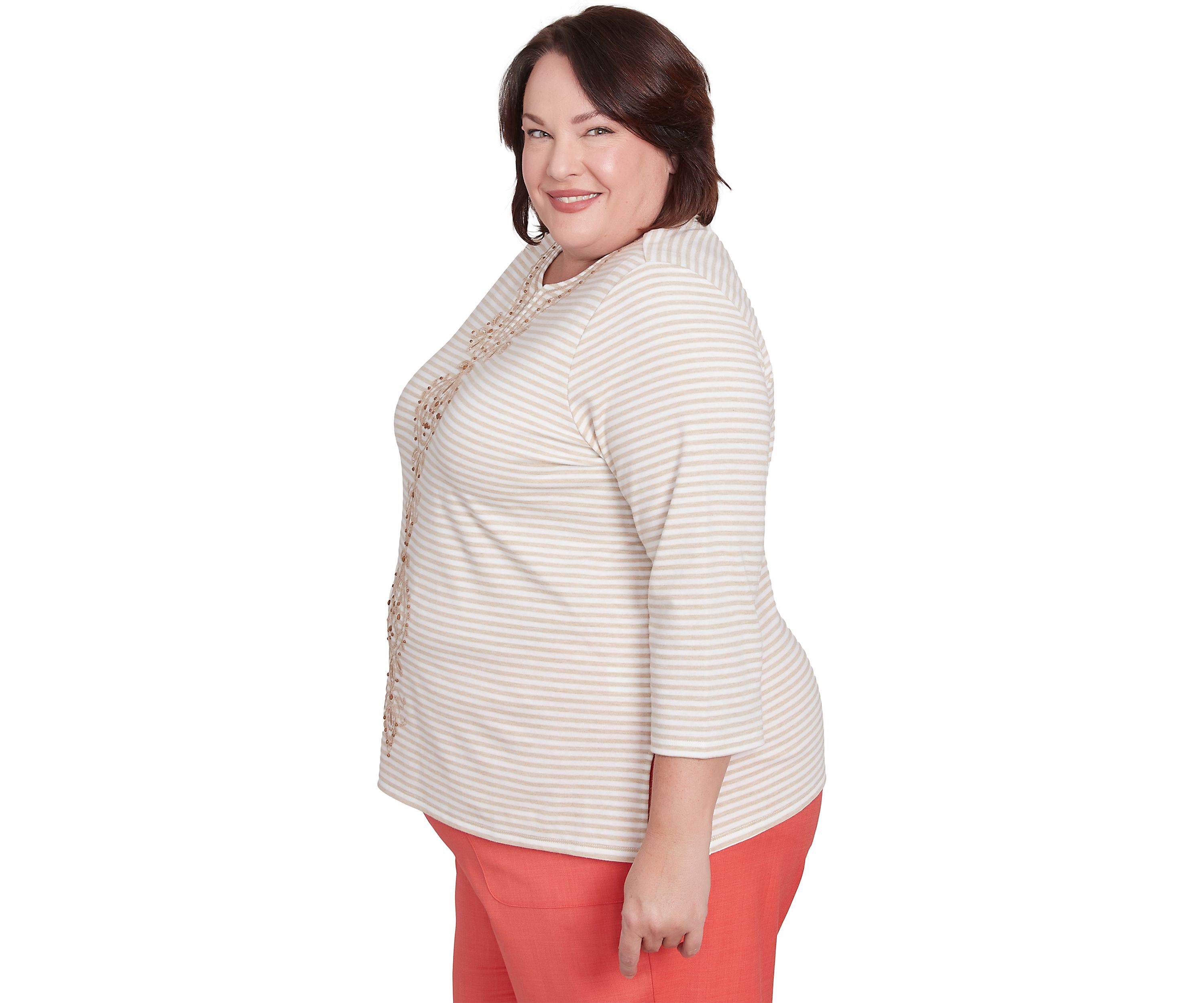 Plus Size Catalina Island Medallion Center Stripe Top