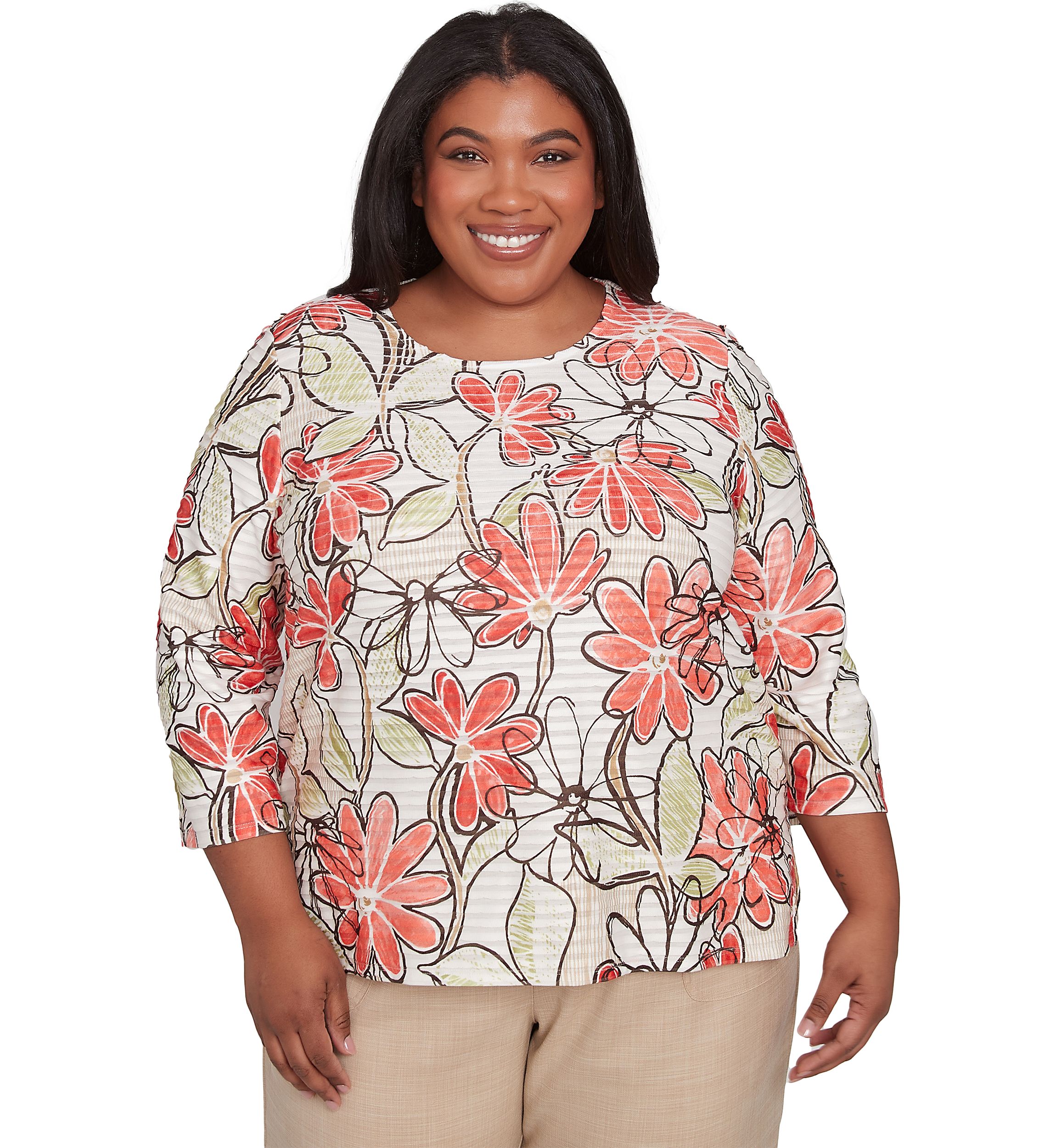 Plus Size Catalina Island Floral Texture Top