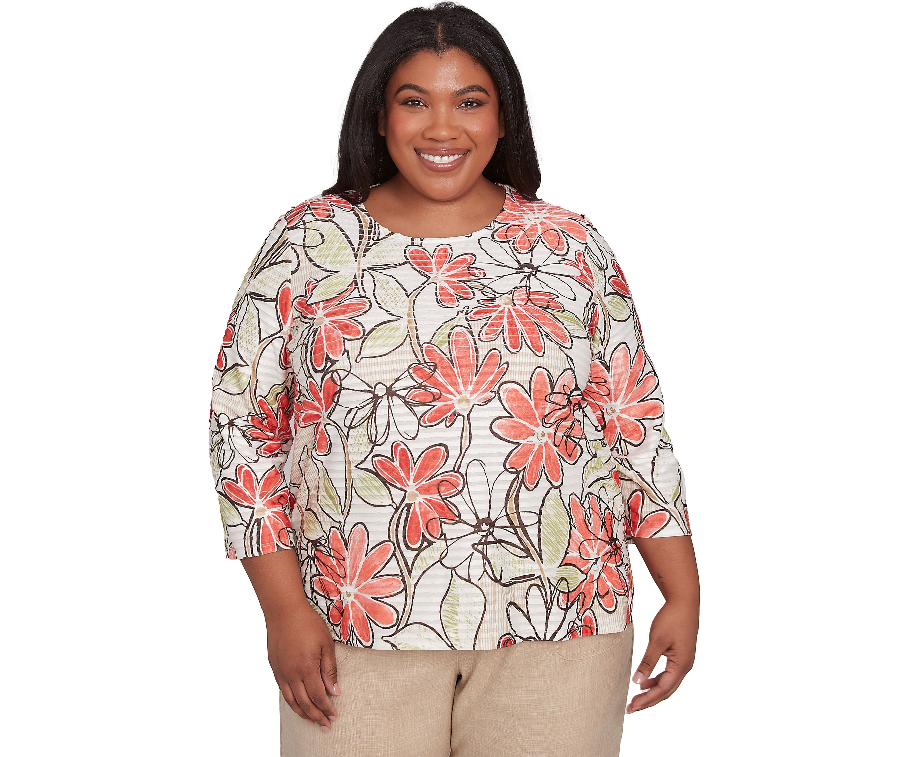 Plus Size Catalina Island Floral Texture Top