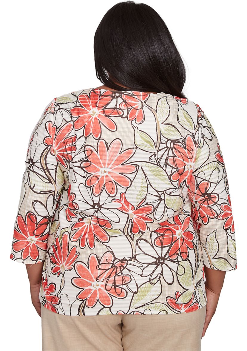 Plus Size Catalina Island Floral Texture Top