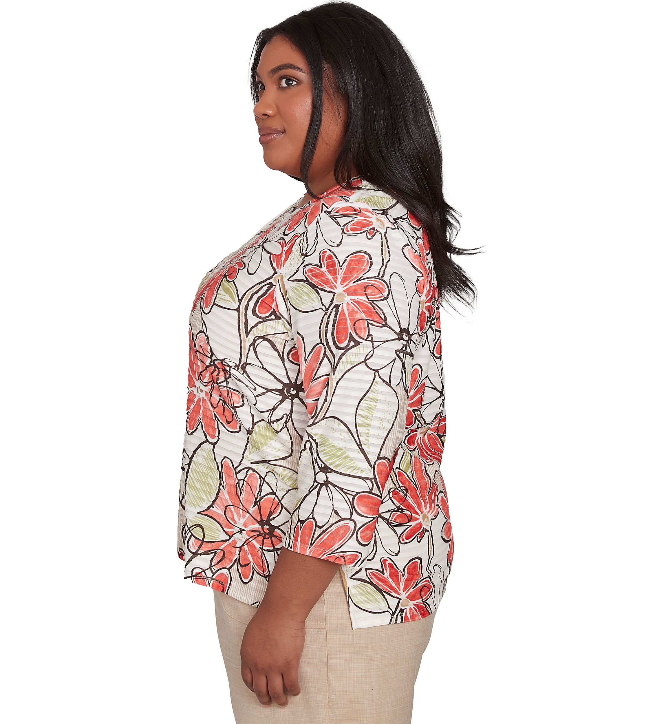 Plus Size Catalina Island Floral Texture Top