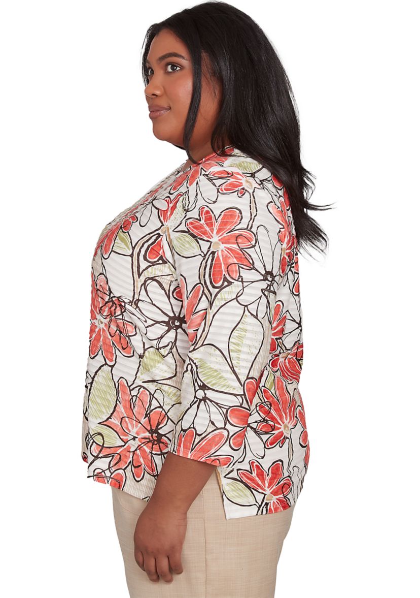 Plus Size Catalina Island Floral Texture Top