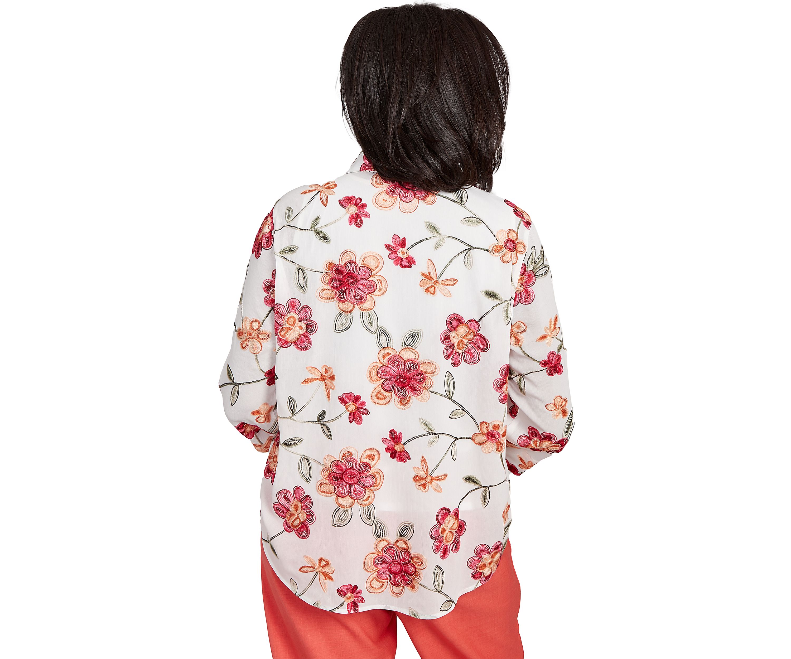 Petite Catalina Island Embroidered Flowers Two In One Top