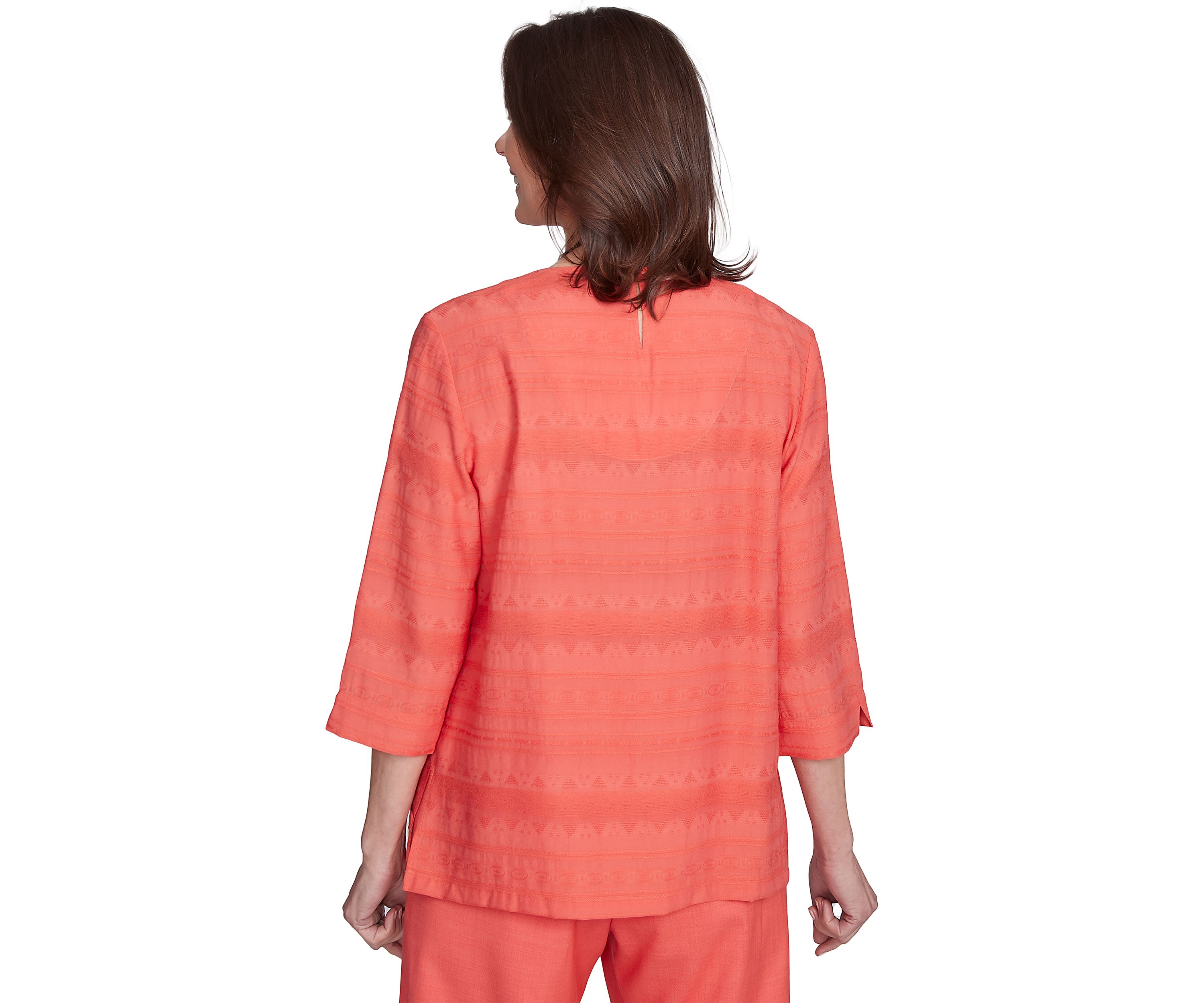 Petite Catalina Island Lace Trim Texture Shirt