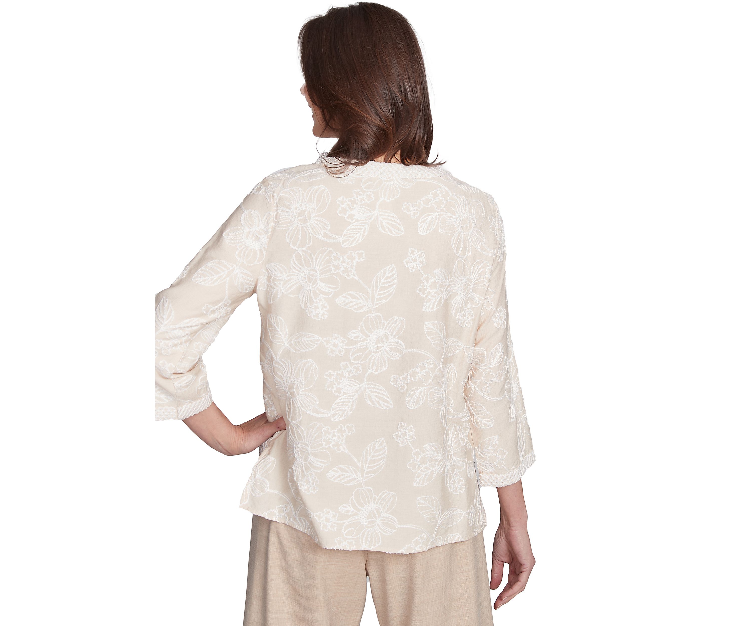 Petite Catalina Island Tossed Flower Embroidery Top