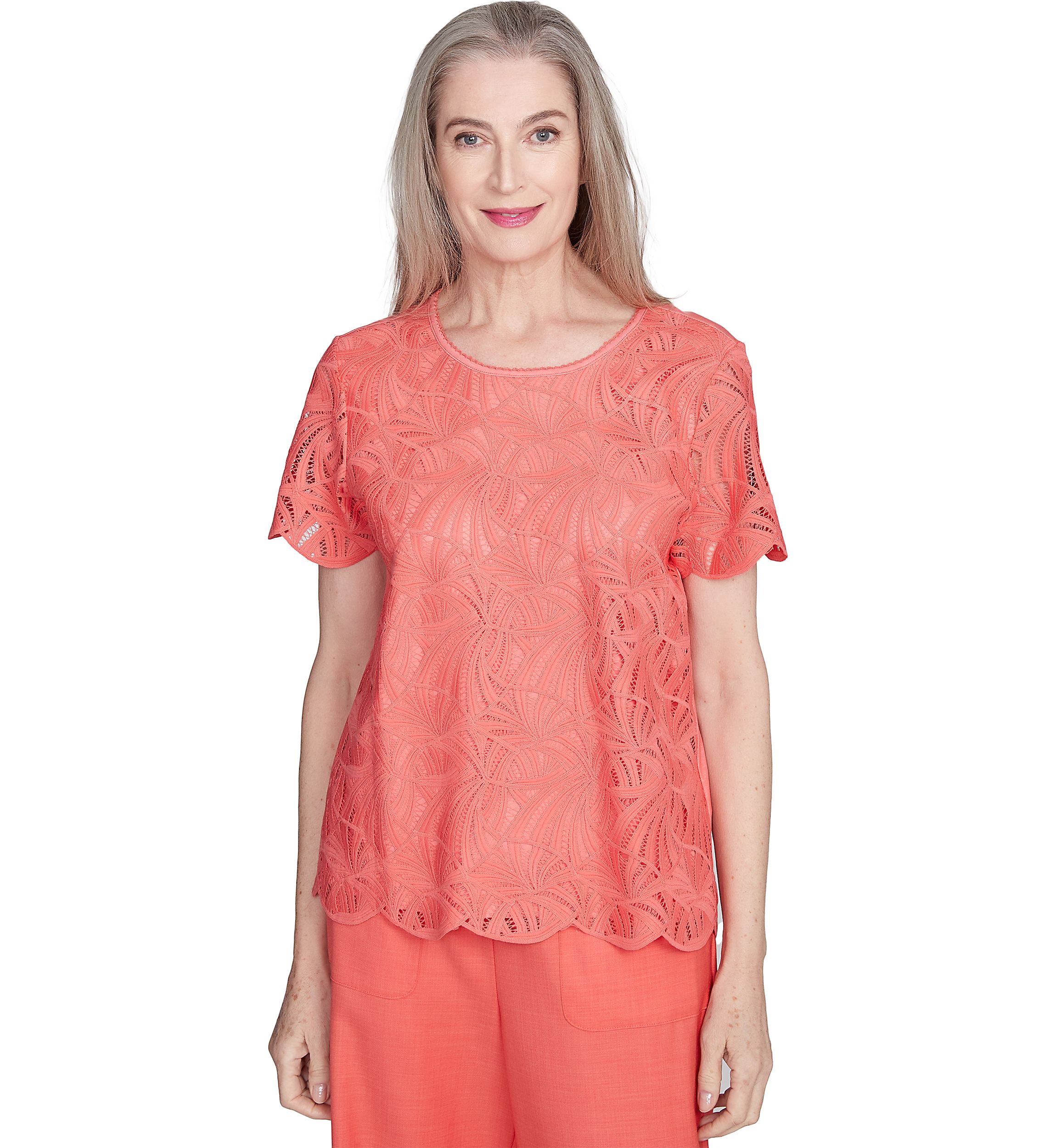 Petite Catalina Island Lace Texture Top