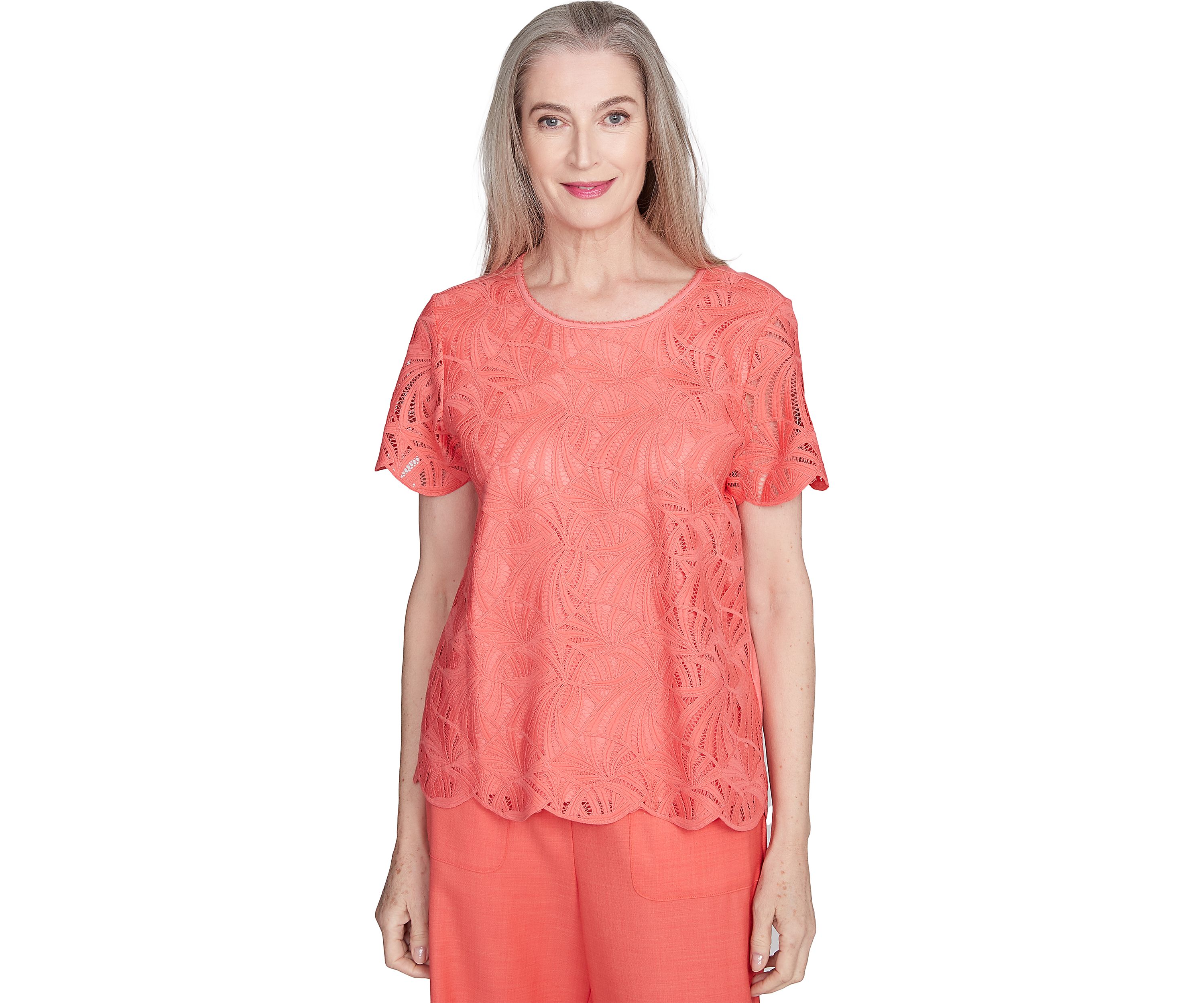 Petite Catalina Island Lace Texture Top